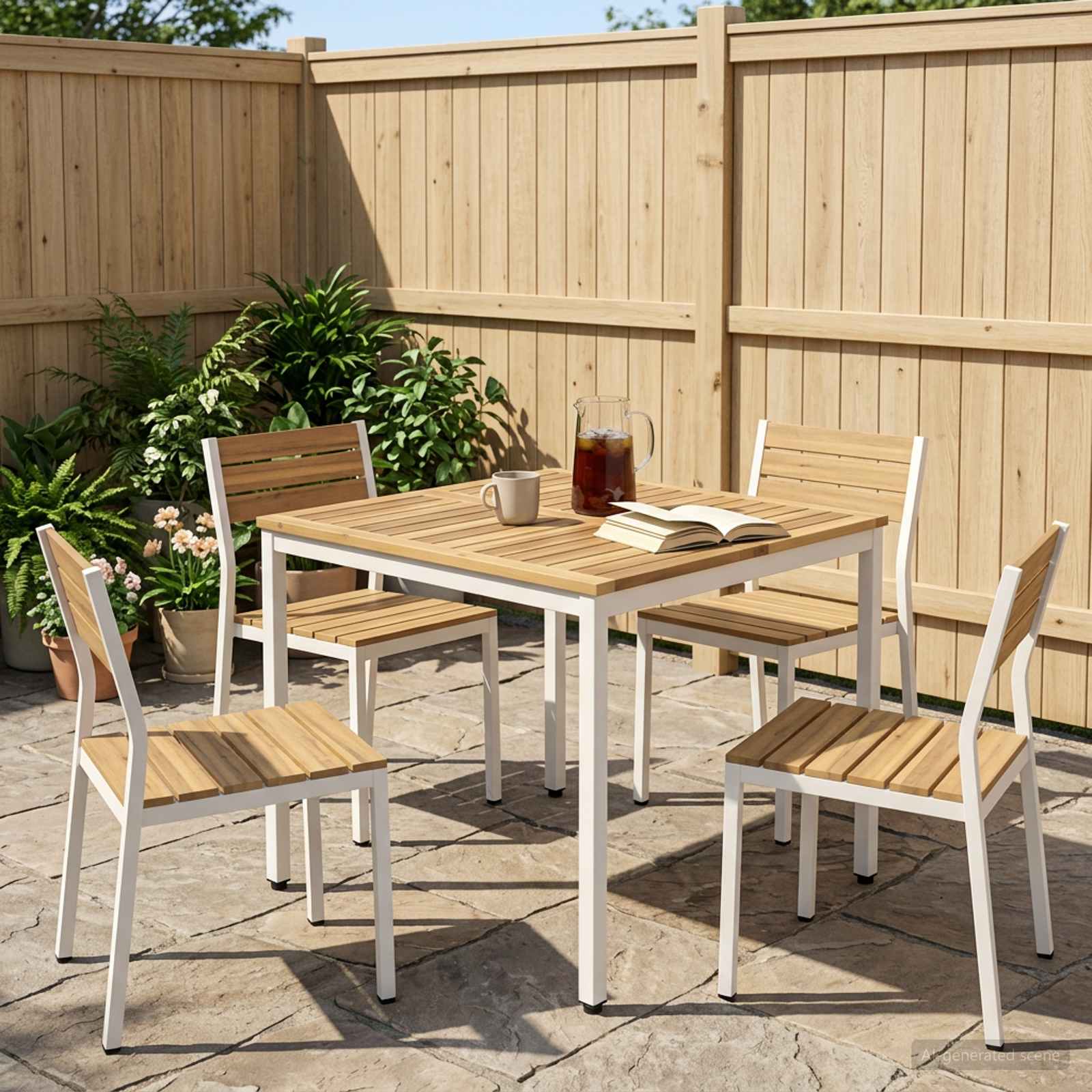 Gartentisch Weiß 80 x 80,5 x 75 cm Massivholz Akazie