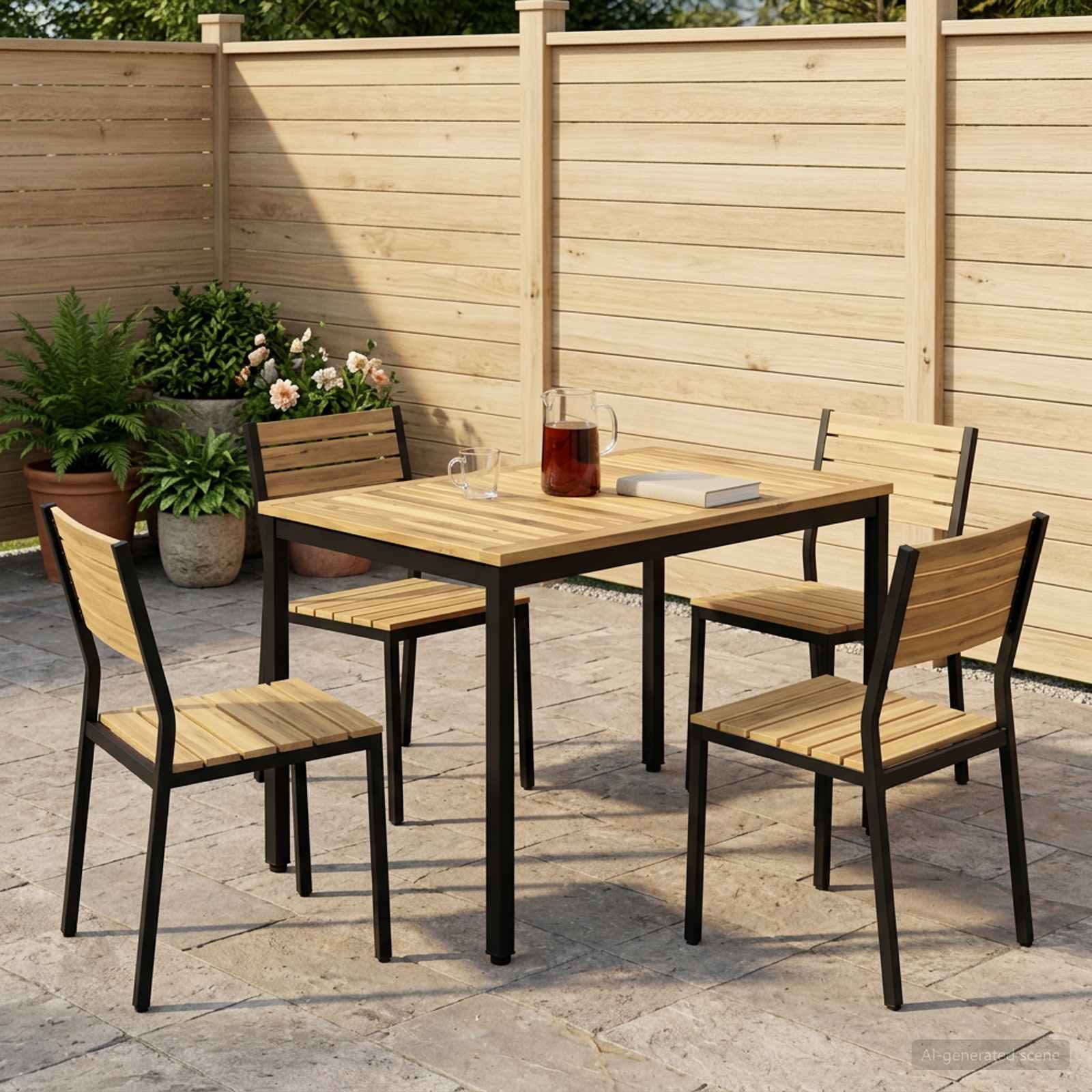 Gartentisch Weiß und Schwarz 108,5 x 55 x 75 cm