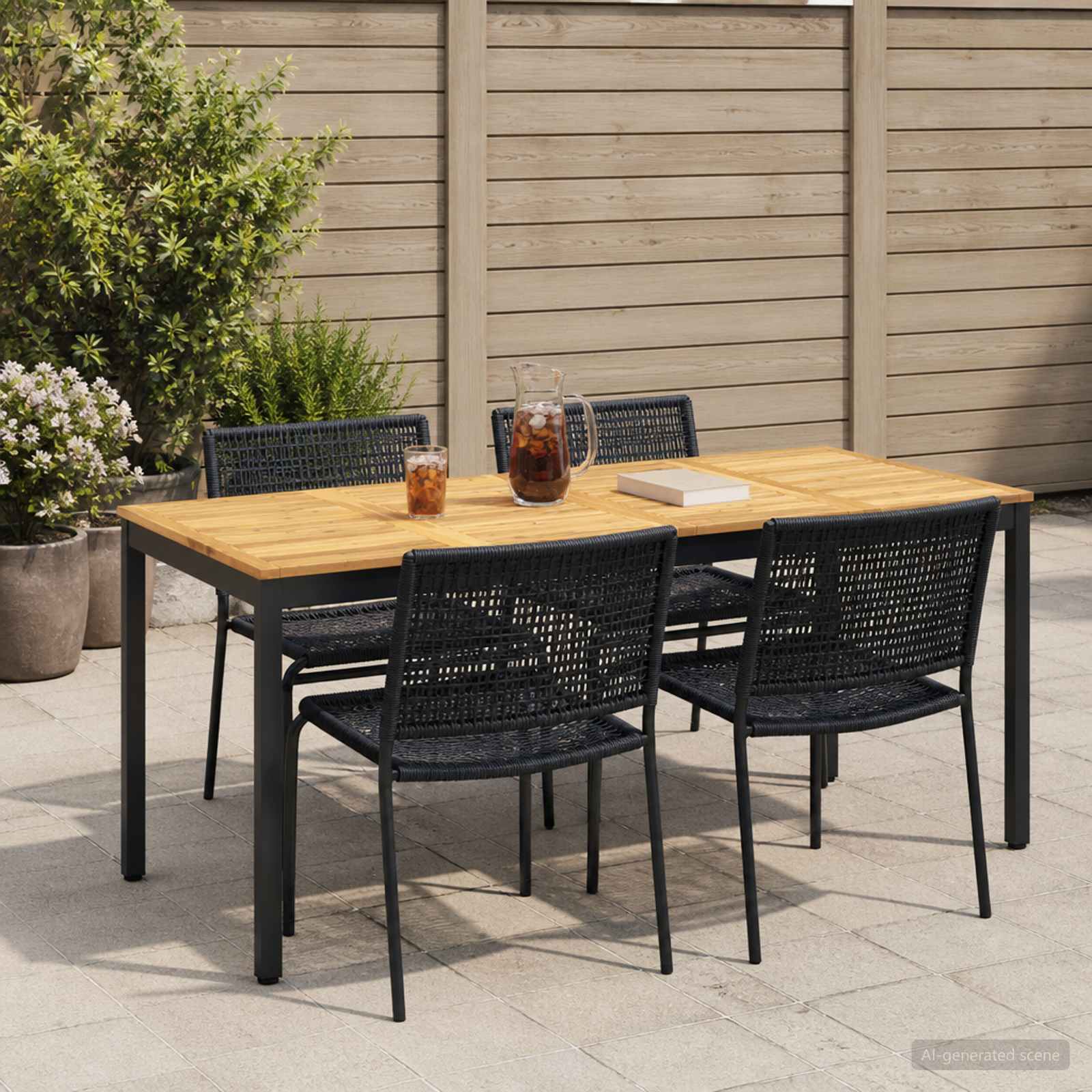 Gartentisch Weiß und Schwarz 147 x 88,5 x 75 cm