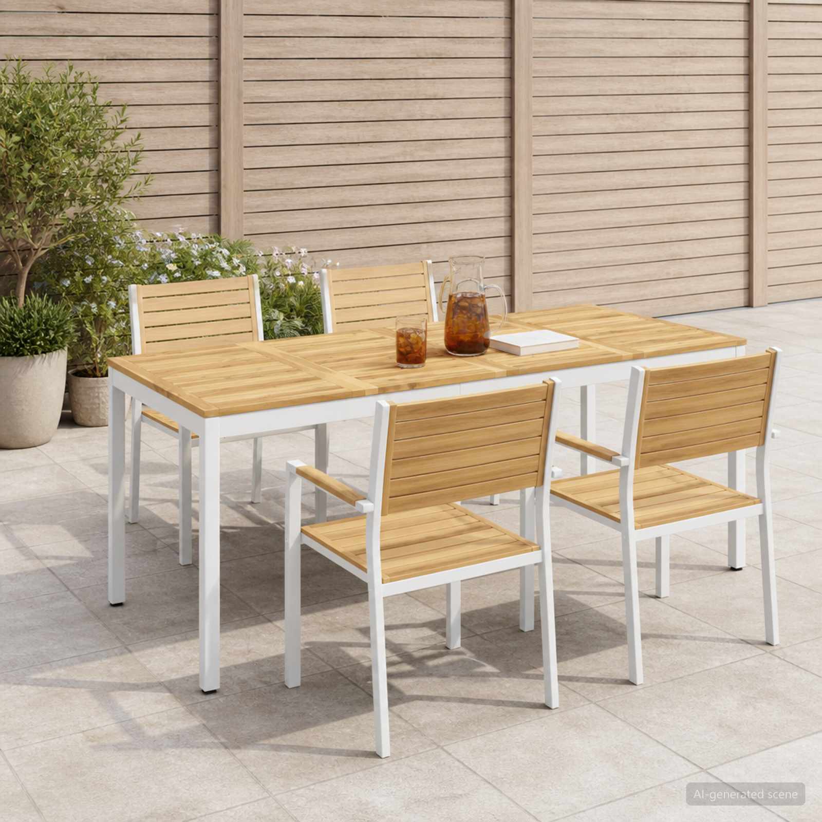 Gartentisch Weiß 147 x 88,5 x 75 cm Massivholz Akazie