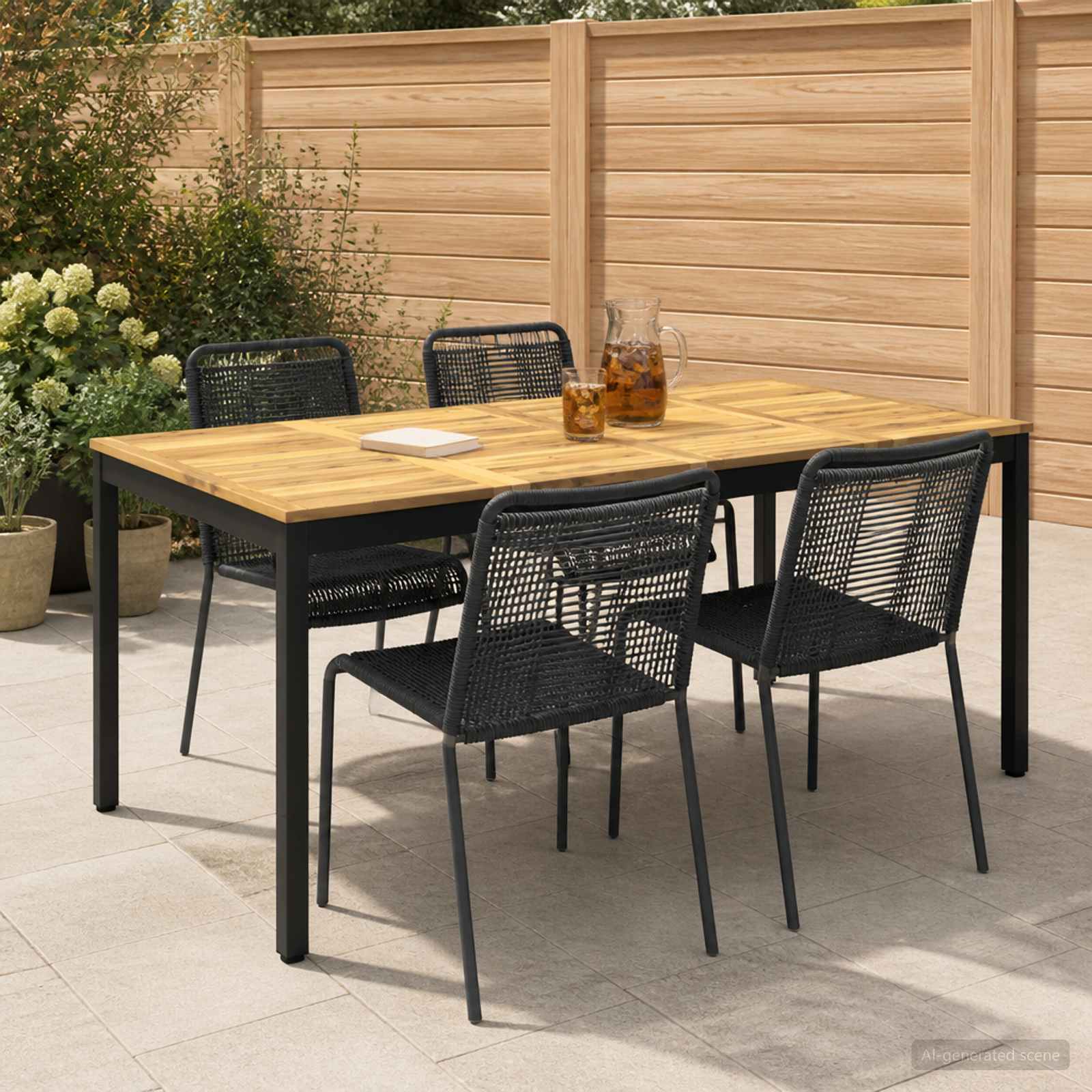 Gartentisch Weiß und Schwarz 180 x 88,5 x 75 cm