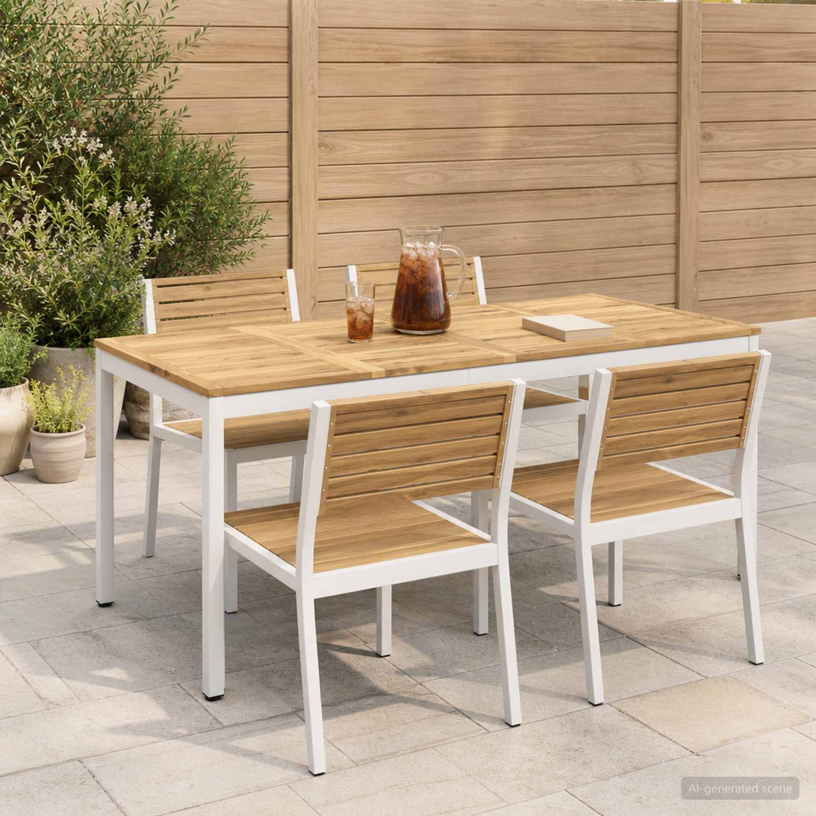 Gartentisch Weiß 180 x 88,5 x 75 cm Massivholz Akazie