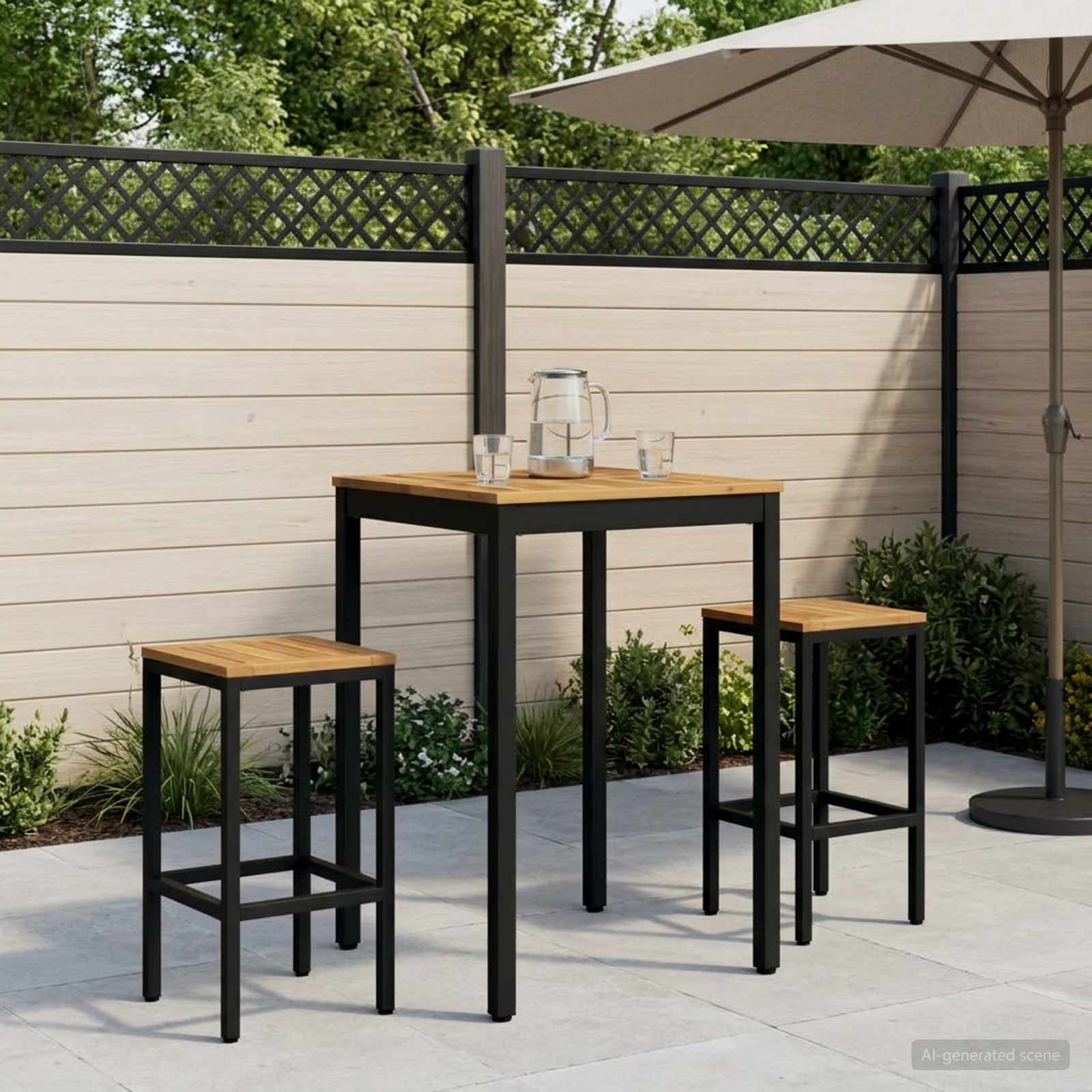 Gartenbar-Tisch Weiß und Schwarz 60 x 60,5 x 105 cm