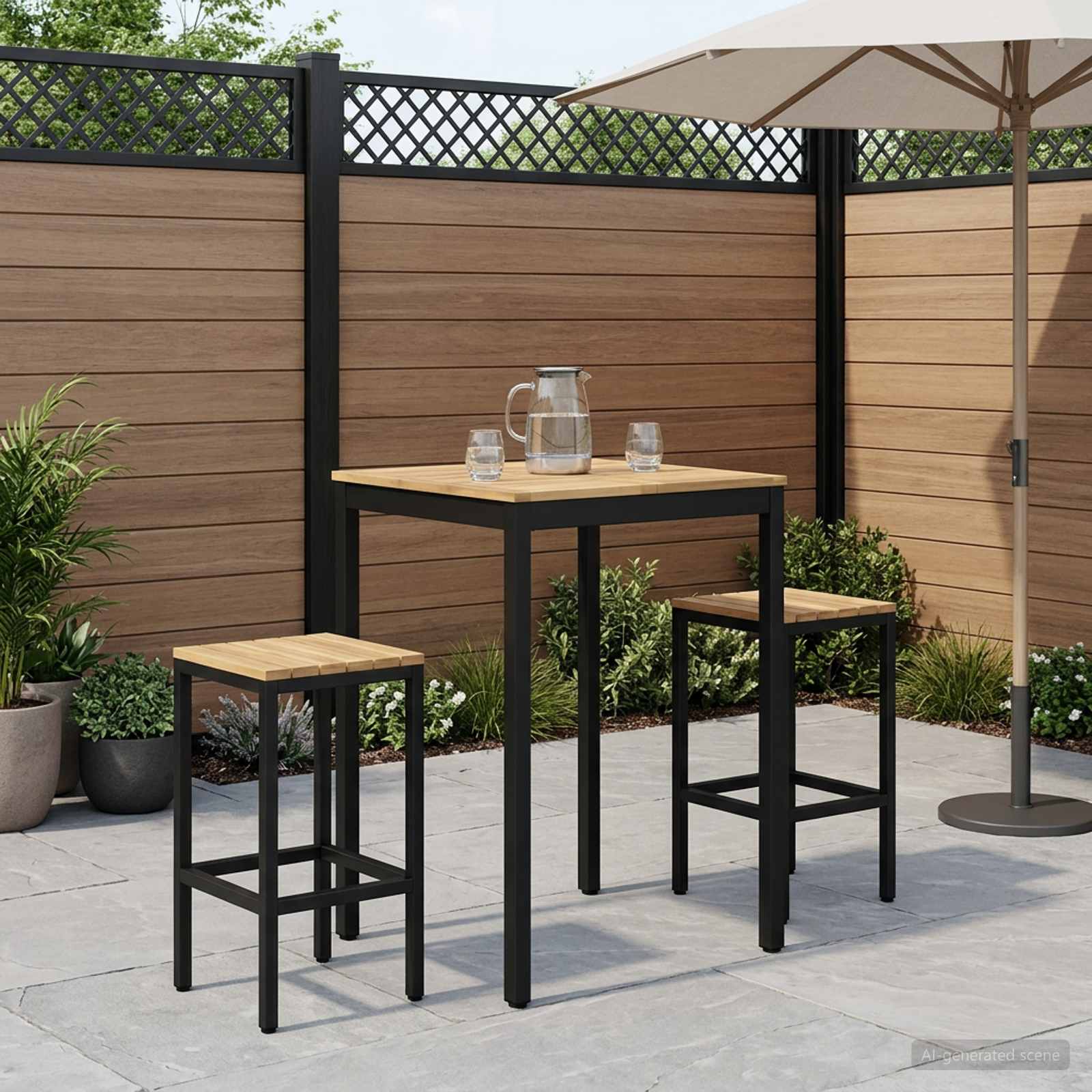 Gartenbar-Tisch Weiß und Schwarz 70 x 68,5 x 105 cm