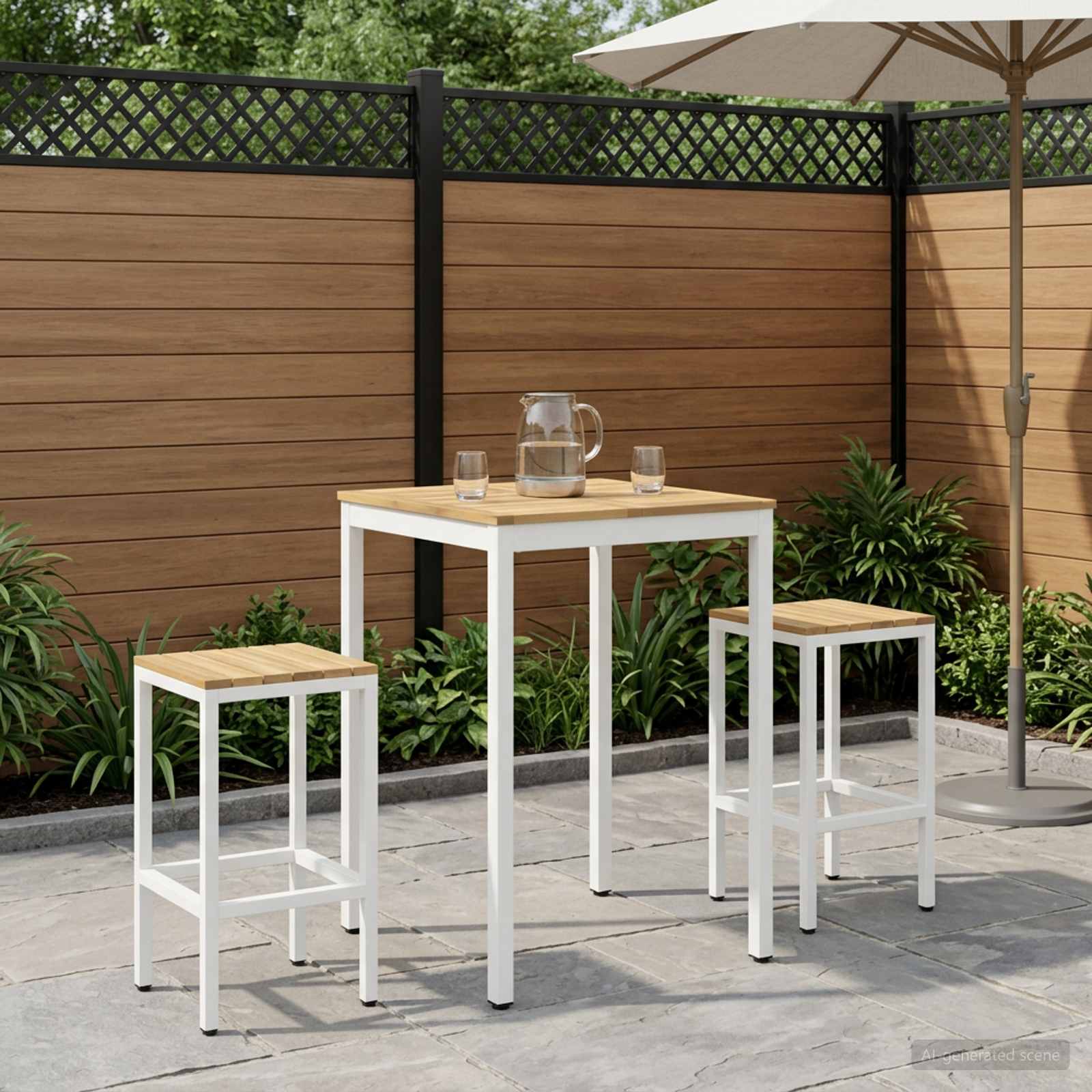 Gartenbar-Tisch Weiß 70 x 68,5 x 105 cm Massivholz Akazie