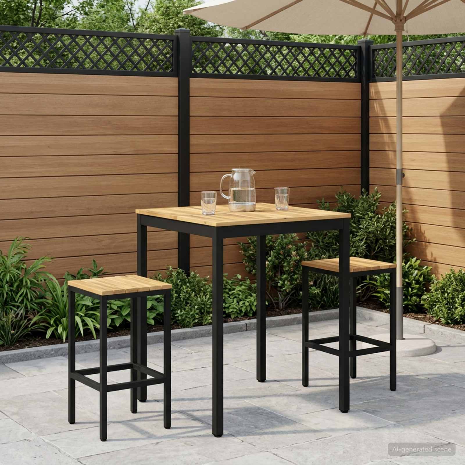 Gartenbar-Tisch Weiß und Schwarz 80 x 80,5 x 105 cm
