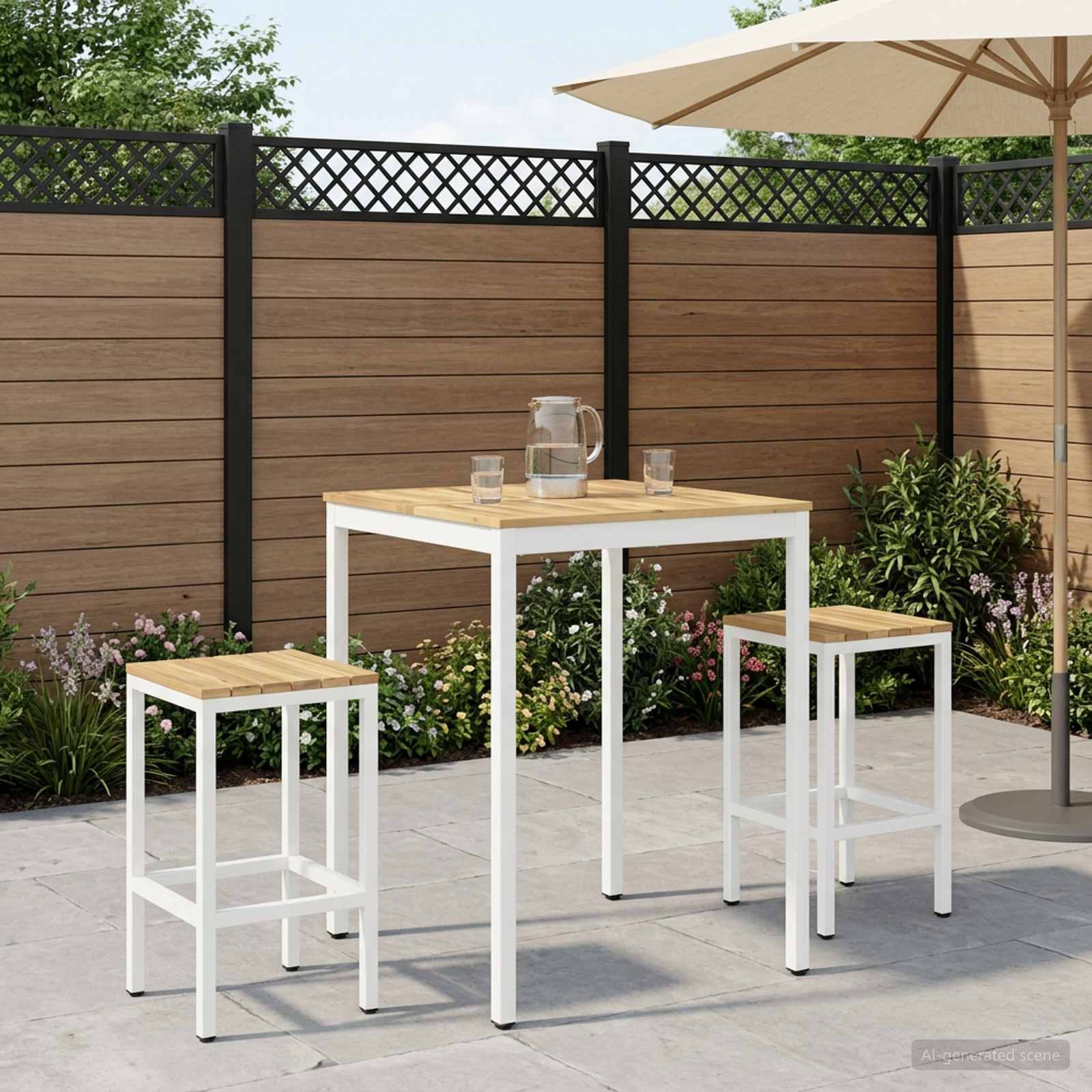 Gartenbar-Tisch Weiß 80 x 80,5 x 105 cm Massivholz Akazie