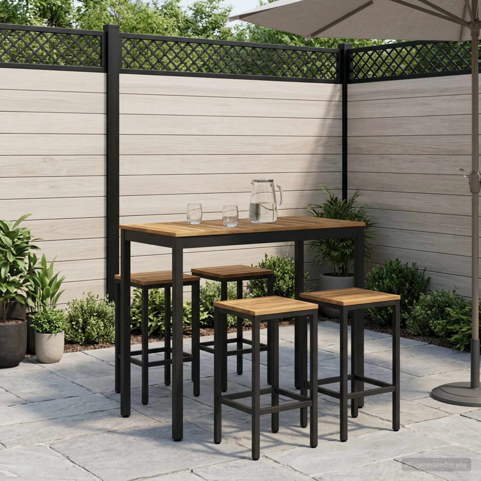 Gartenbar-Tisch Weiß und Schwarz 108,5 x 55 x 105 cm