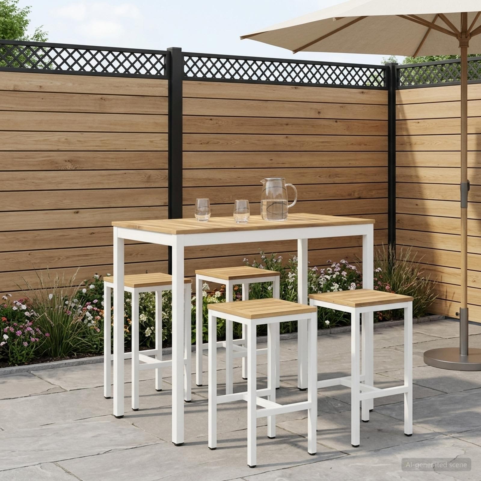 Gartenbar-Tisch Weiß 108,5 x 55 x 105 cm Massivholz Akazie