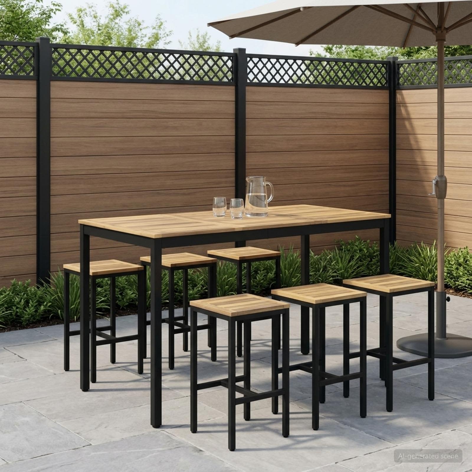 Gartenbar-Tisch Weiß und Schwarz 141 x 80,5 x 105 cm