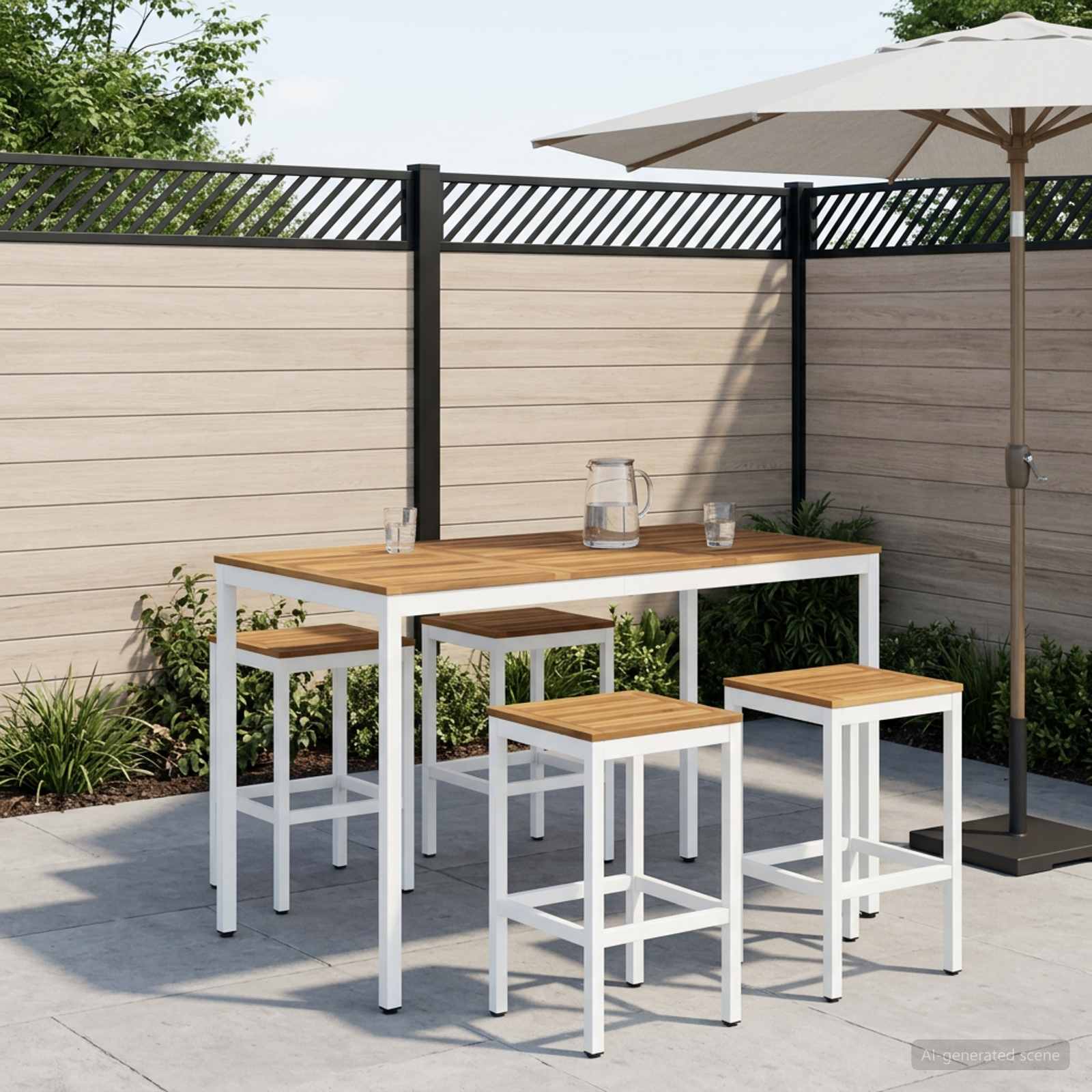 Gartenbar-Tisch Weiß 141 x 80,5 x 105 cm Massivholz Akazie