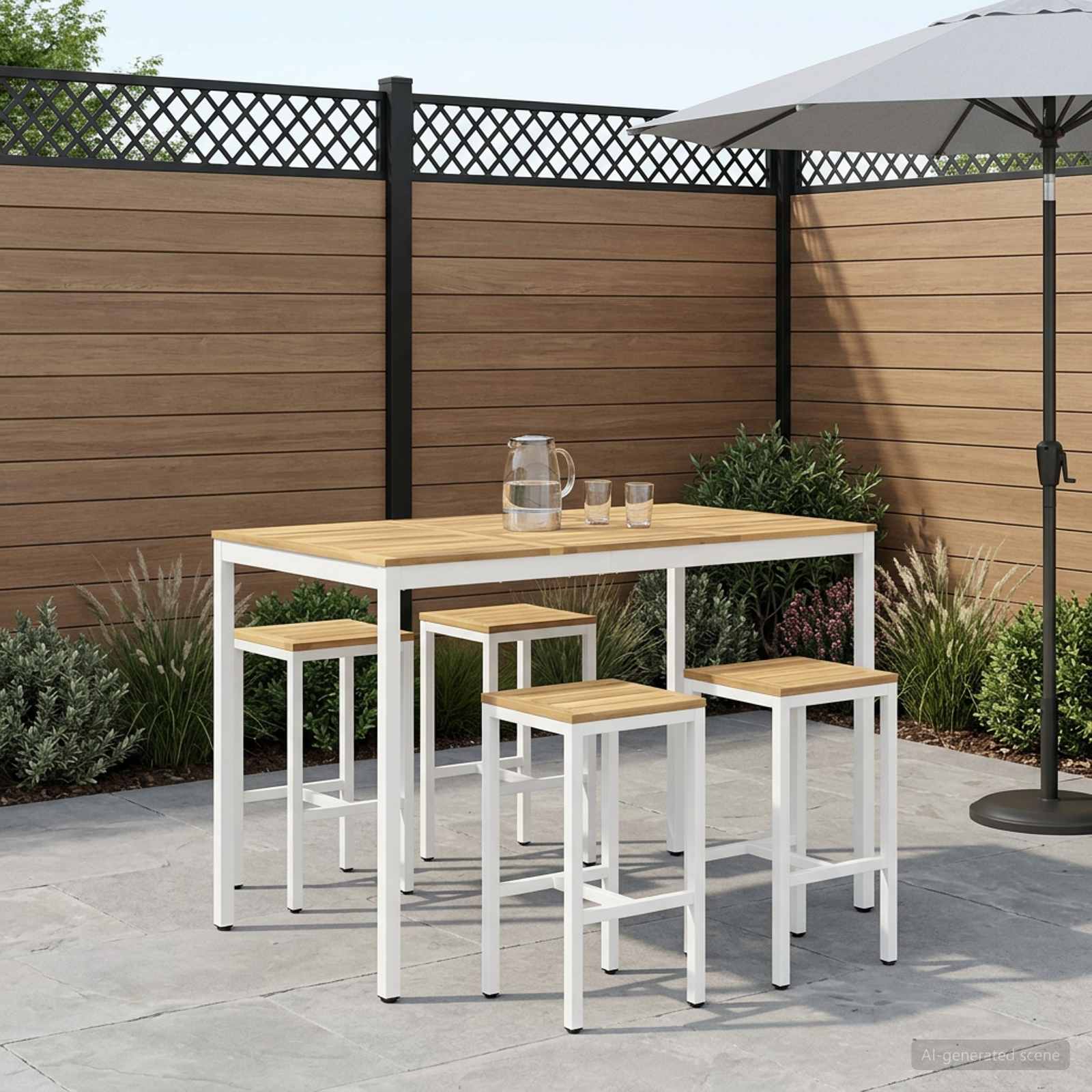 Gartenbar-Tisch Weiß 147 x 88,5 x 105 cm Massivholz Akazie