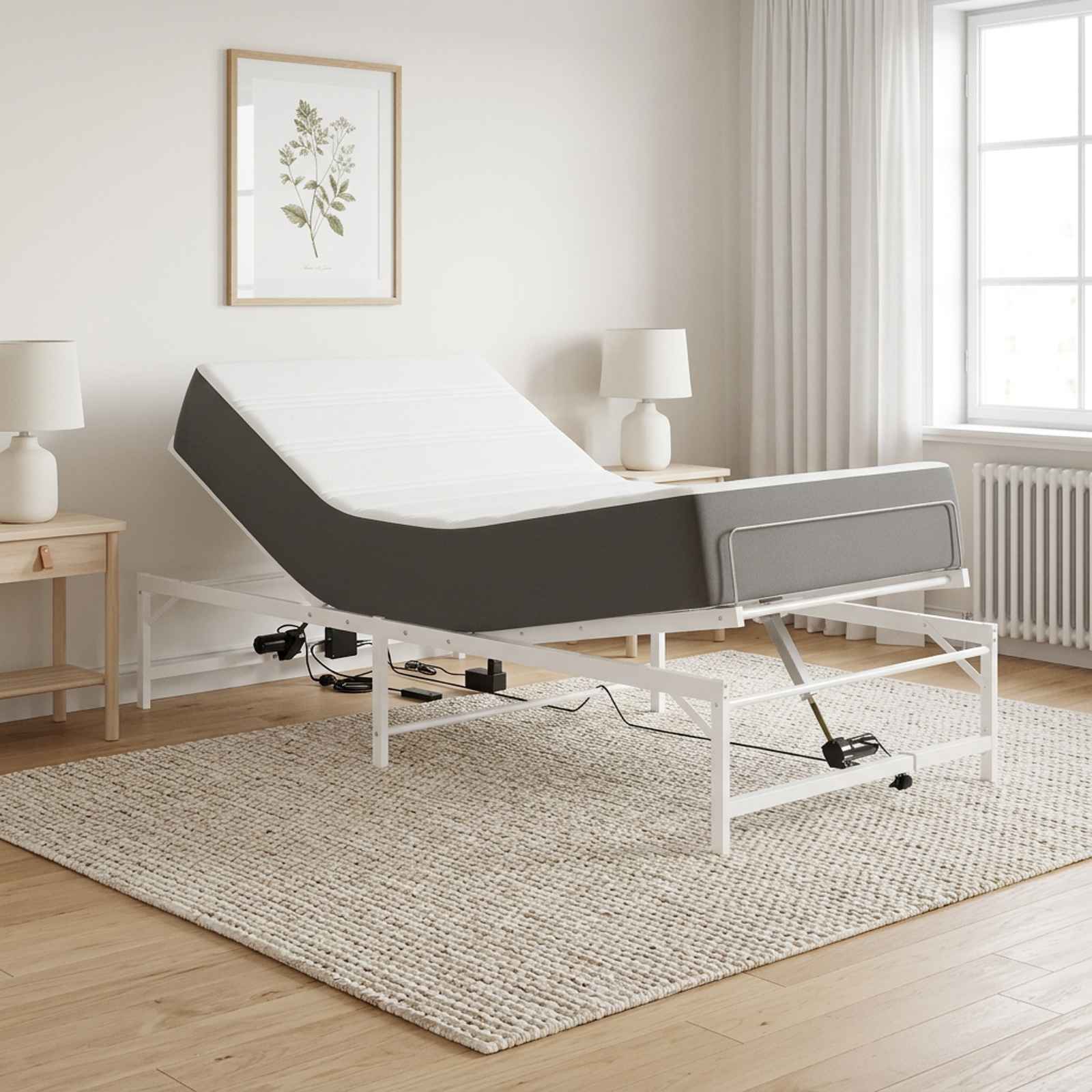 Elektrisch verstellbares Bettgestell Weiß 90 x 190 cm Stahl