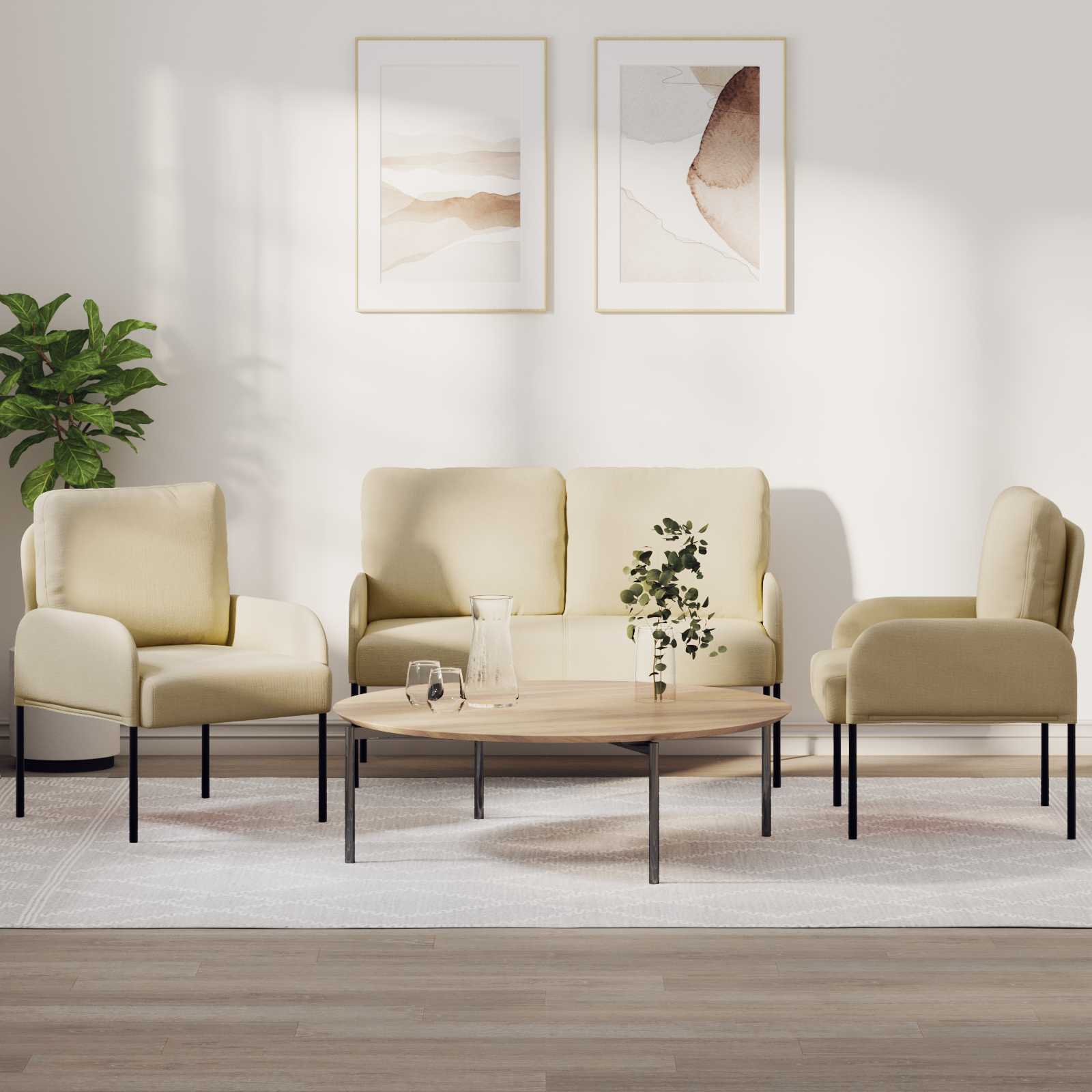 Sofagarnituren 3 stk. Creme Sperrholz