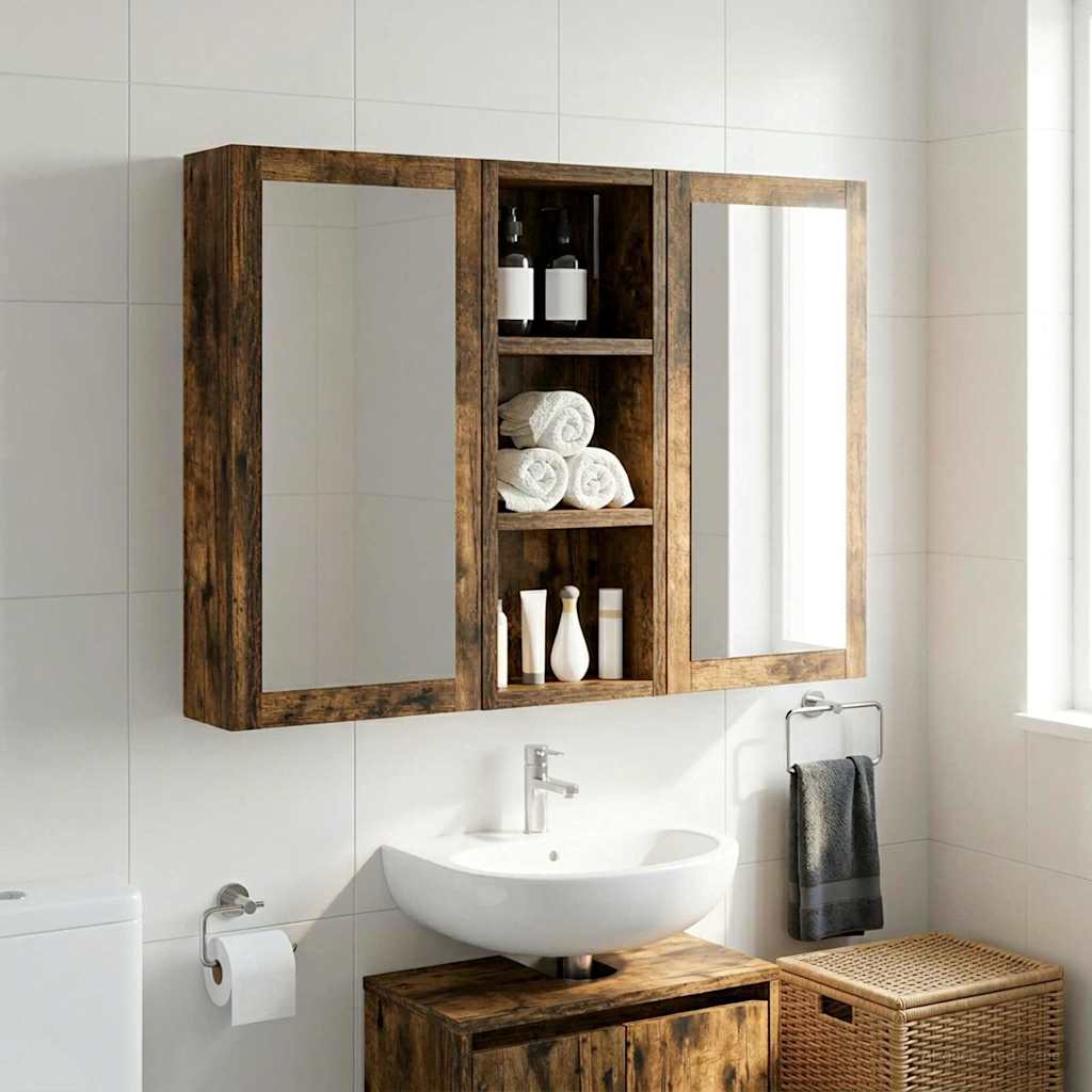 Badezimmer-Wandschrank Räuchereiche 20 x 10 x 50 cm