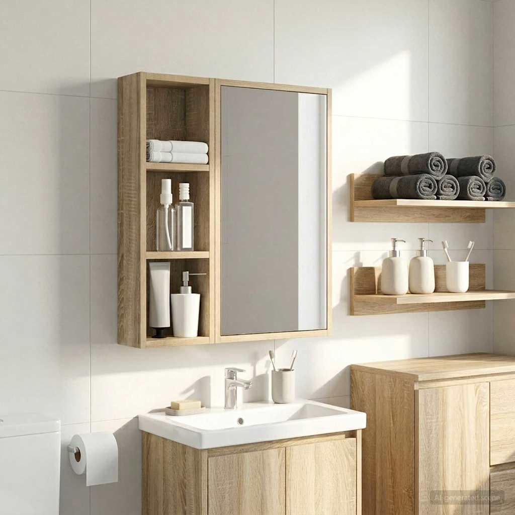 Badezimmer-Wandschrank Sonoma-Eiche 20 x 10 x 60,5 cm