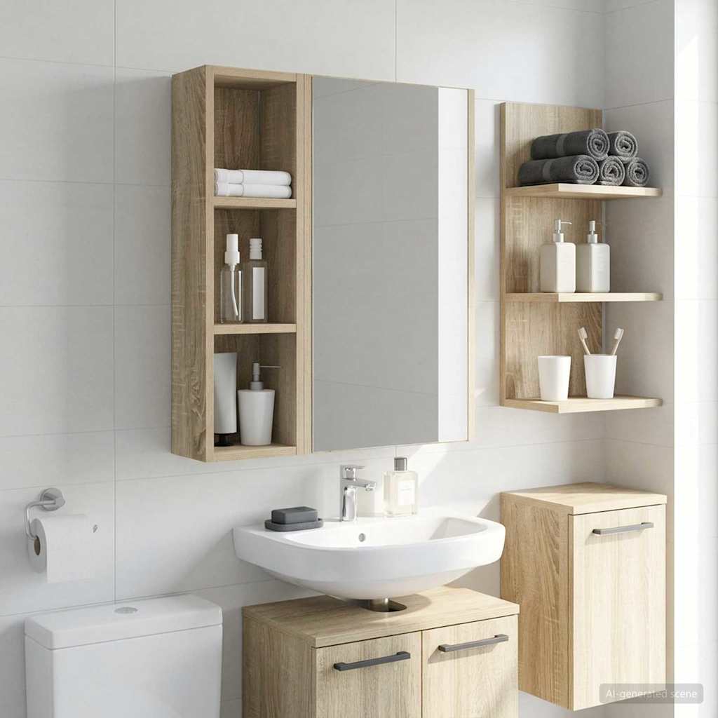 Badezimmer-Wandschrank Sonoma-Eiche 20 x 14 x 70 cm