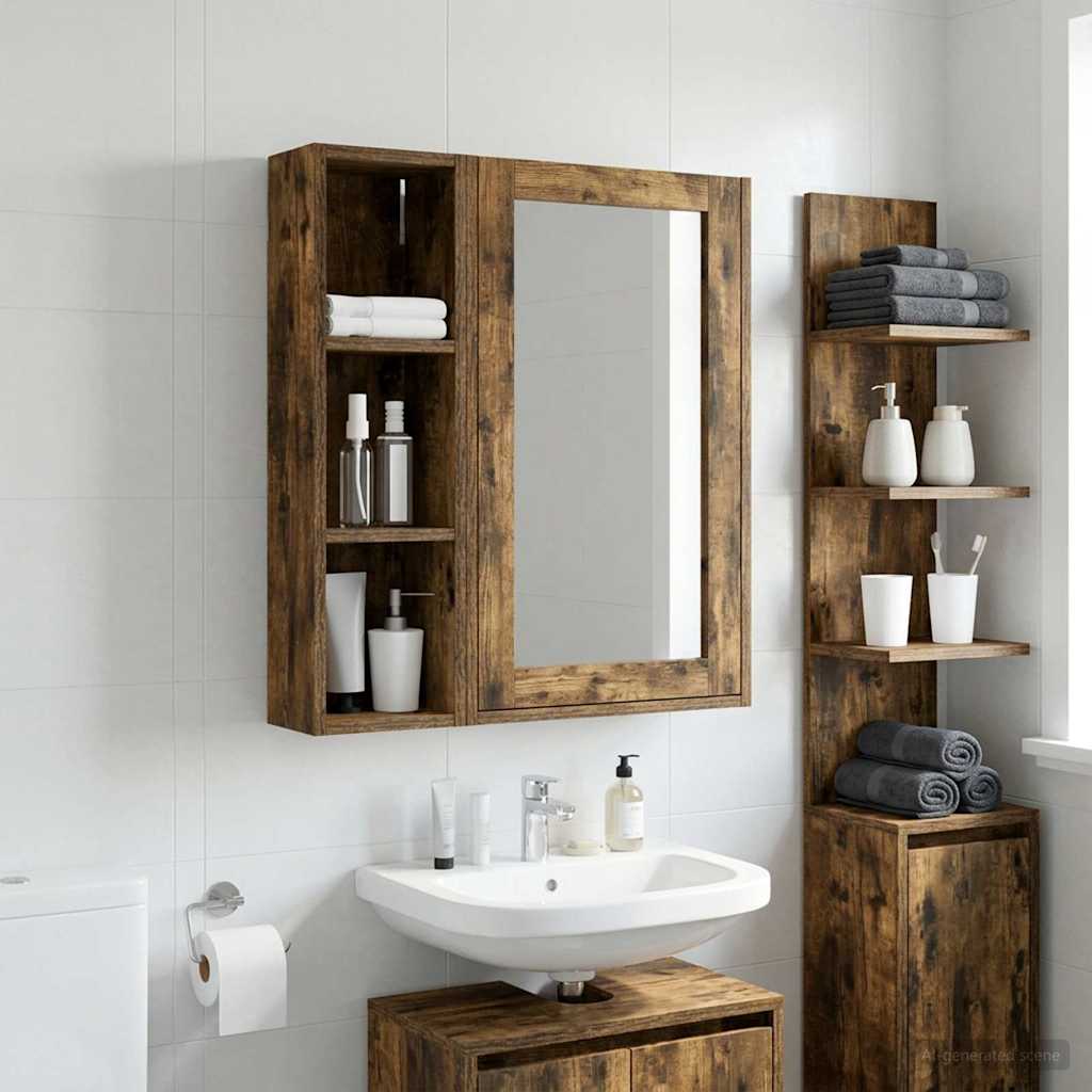 Badezimmer-Wandschrank Räuchereiche 20 x 14 x 70 cm