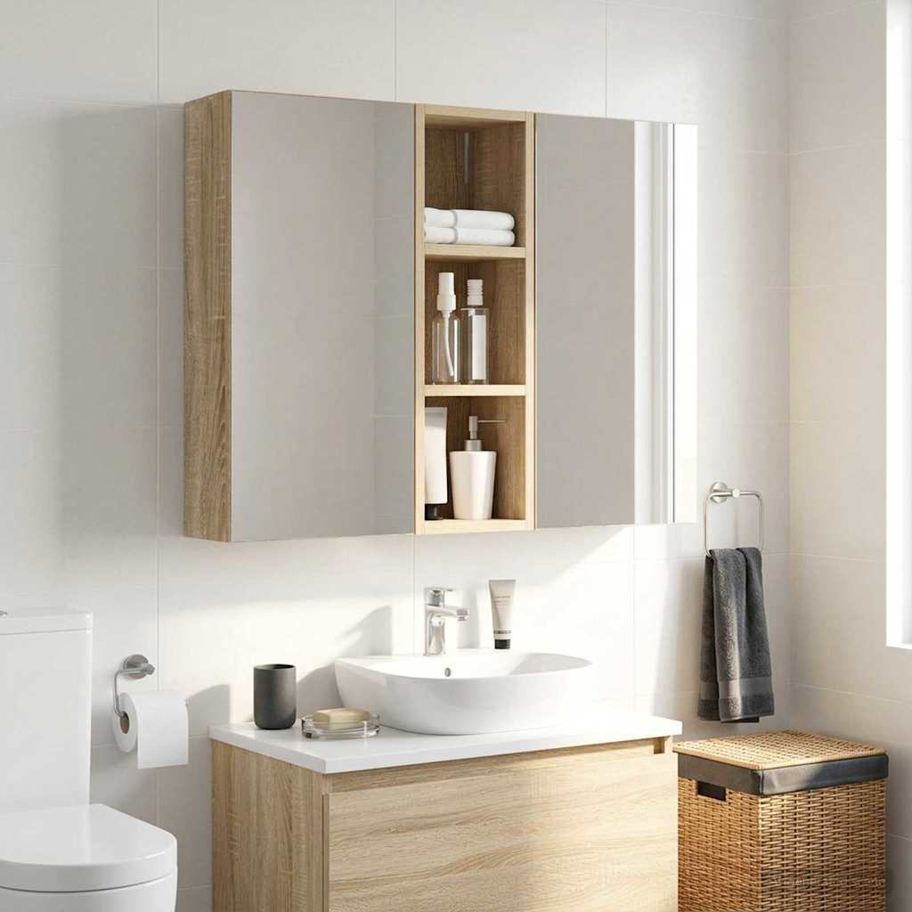 Badezimmer-Wandschrank Sonoma-Eiche 20 x 16 x 62,5 cm