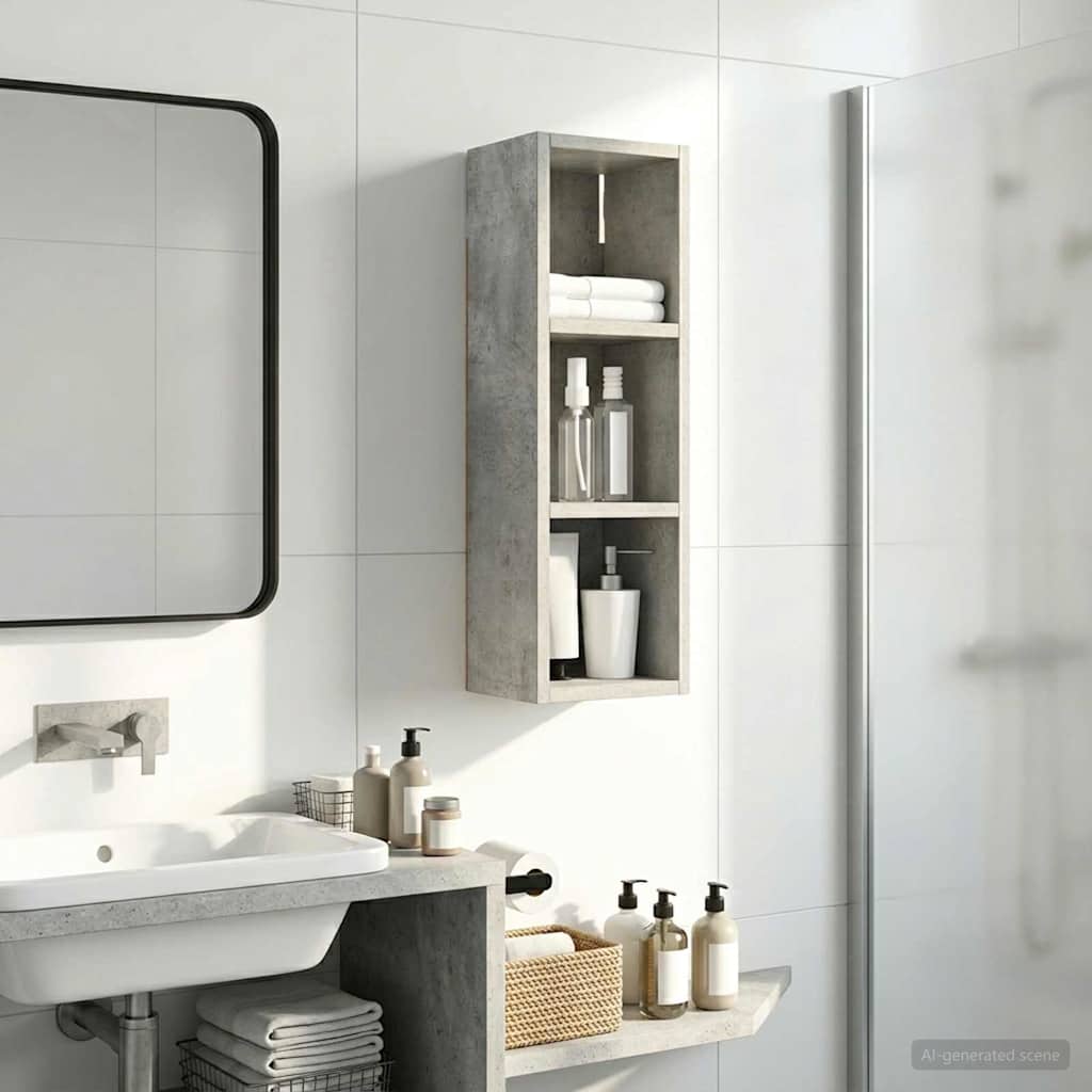 Badezimmer-Wandschrank Betongrau 20 x 16 x 62,5 cm