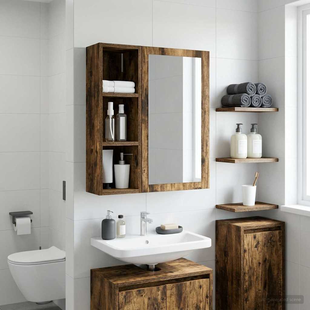 Badezimmer-Wandschrank Räuchereiche 20 x 16 x 62,5 cm