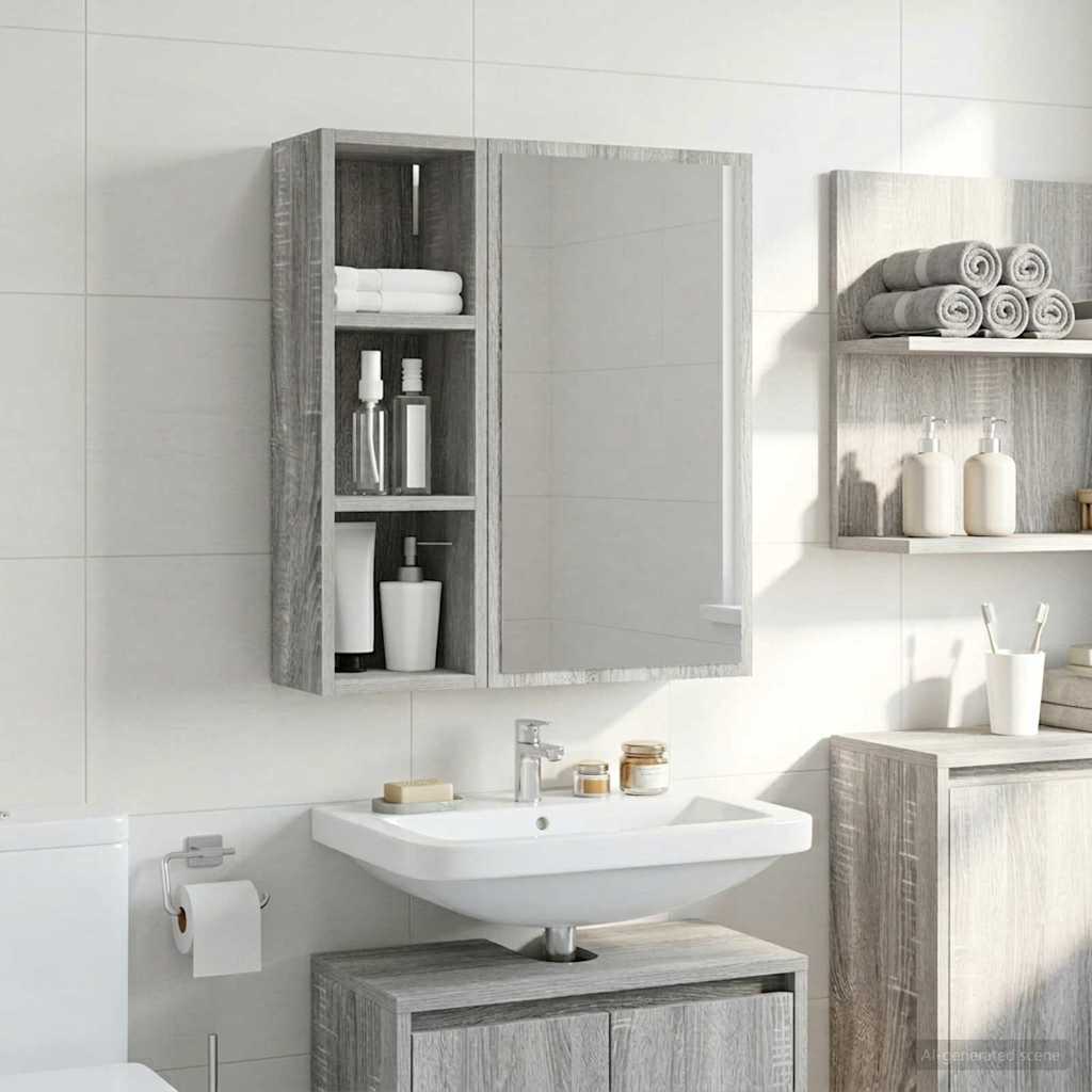 Badezimmer-Wandschrank Sonoma-Grau 20 x 16 x 62,5 cm