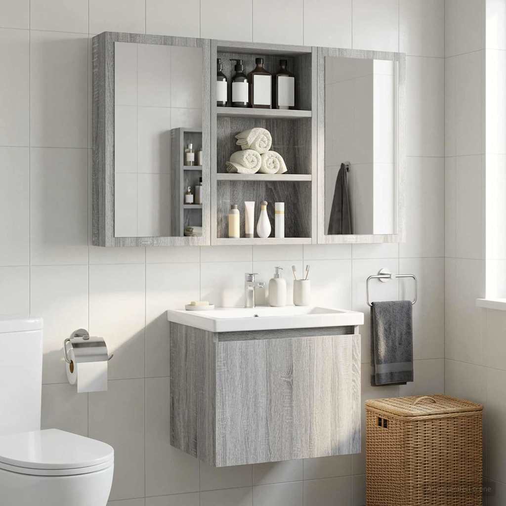Badezimmer-Wandschrank Sonoma-Grau 30 x 10 x 50 cm