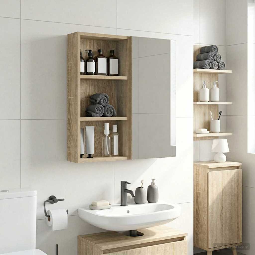 Badezimmer-Wandschrank Sonoma-Eiche 30 x 10 x 60,5 cm