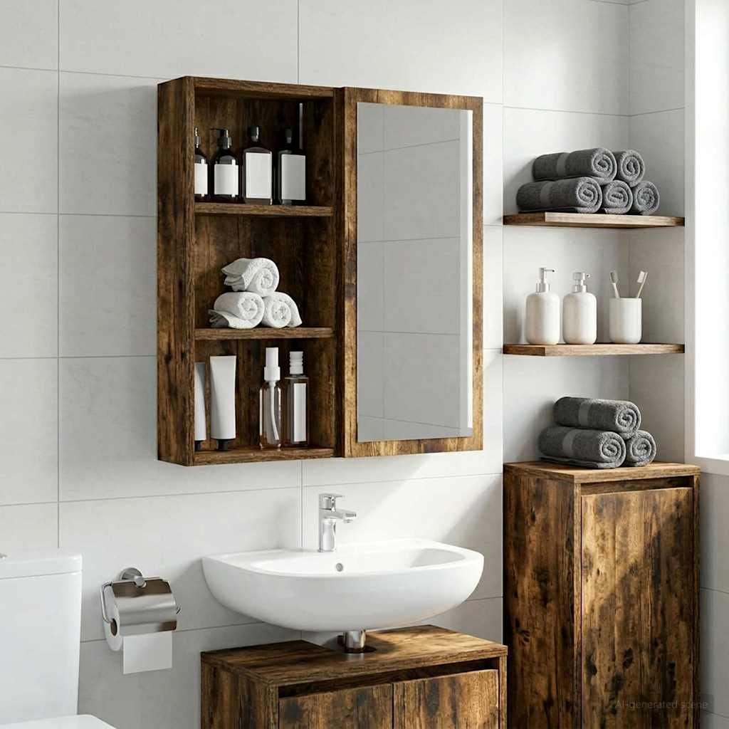 Badezimmer-Wandschrank Räuchereiche 30 x 10 x 60,5 cm