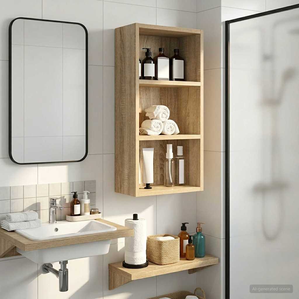 Badezimmer-Wandschrank Sonoma-Eiche 30 x 16 x 62,5 cm