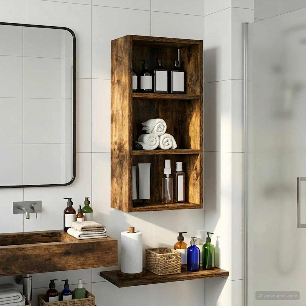 Badezimmer-Wandschrank Räuchereiche 30 x 16 x 62,5 cm