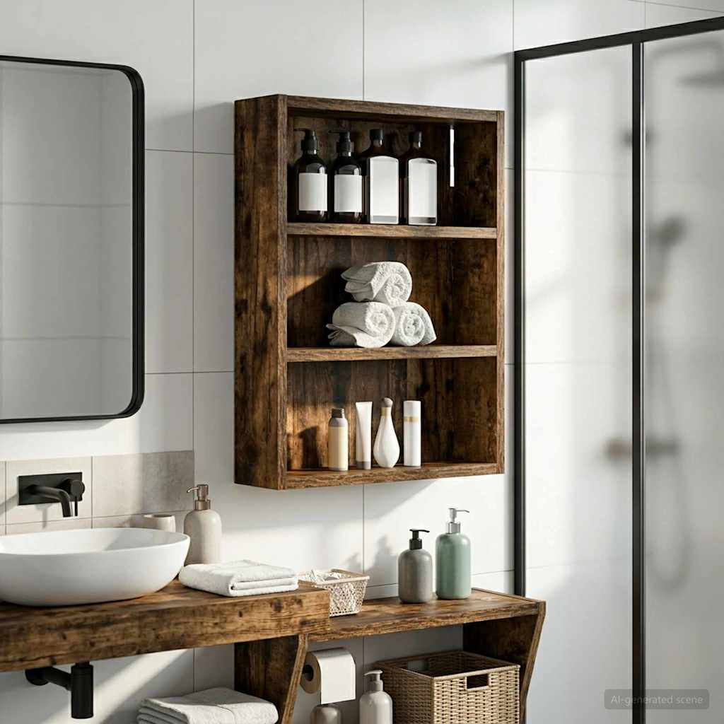 Badezimmer-Wandschrank Räuchereiche 40 x 10 x 50 cm