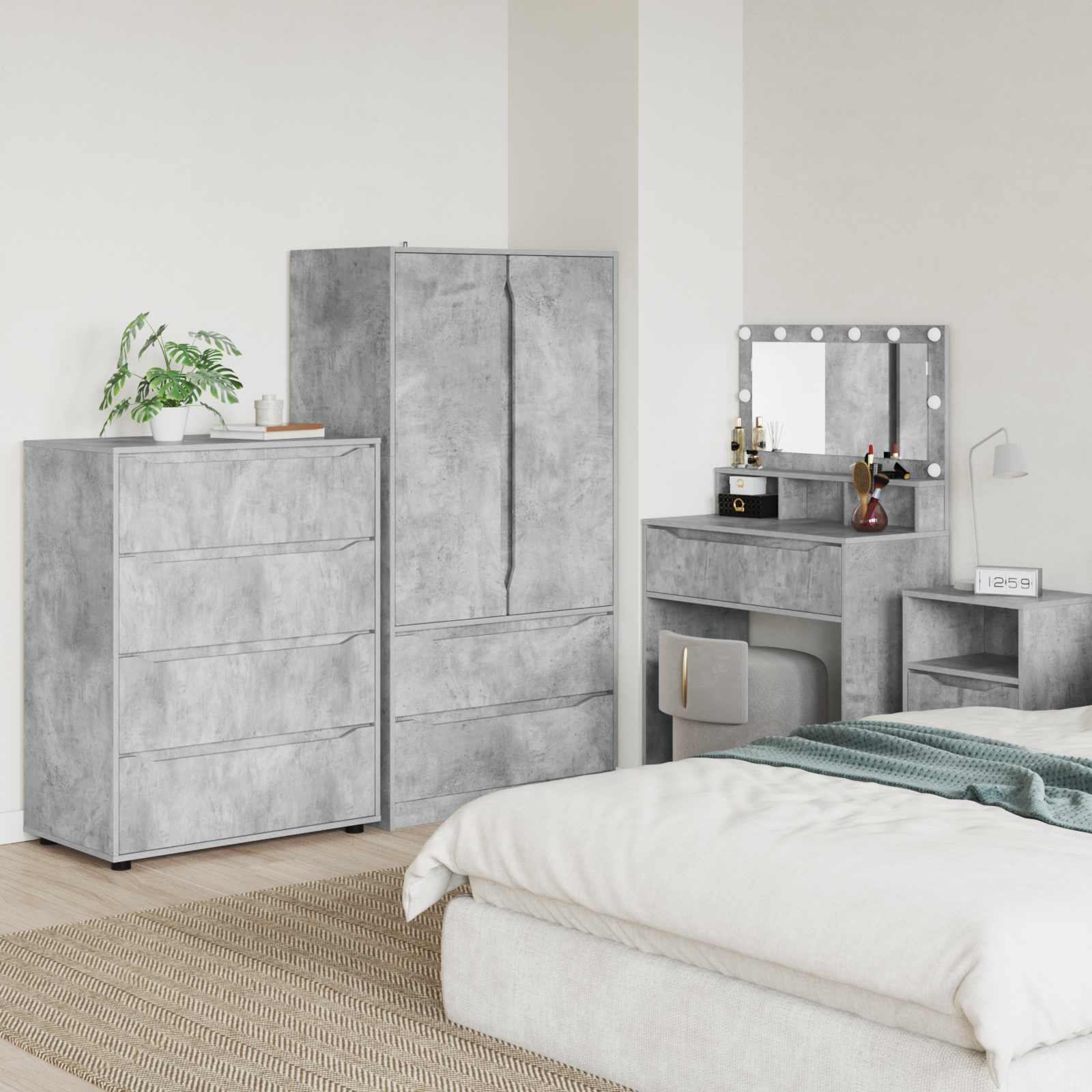 Stauraumschränke 80 x 48 x 105 cm Holzwerkstoff Betongrau
