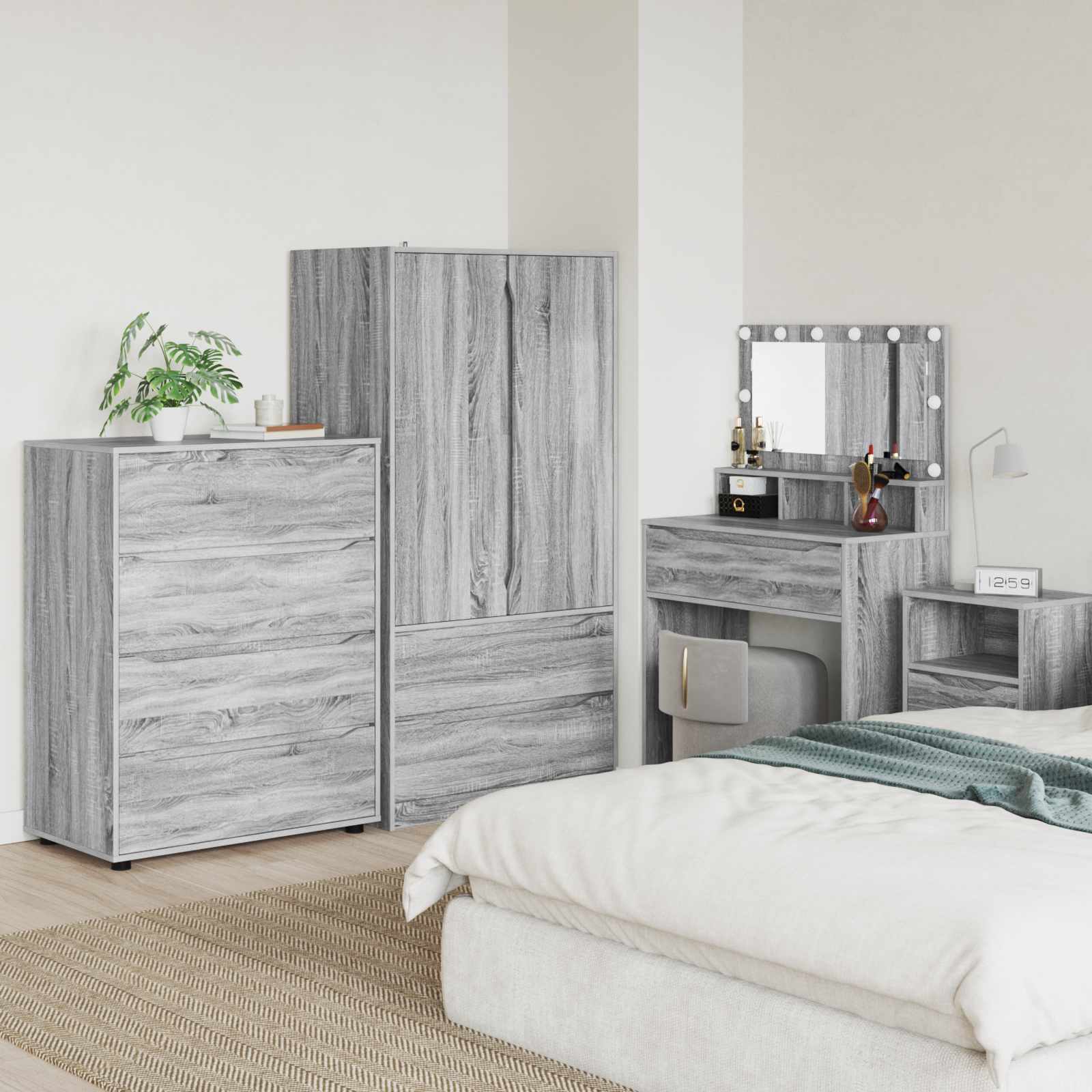 Stauraumschränke 80 x 48 x 105 cm Holzwerkstoff Sonoma-Grau