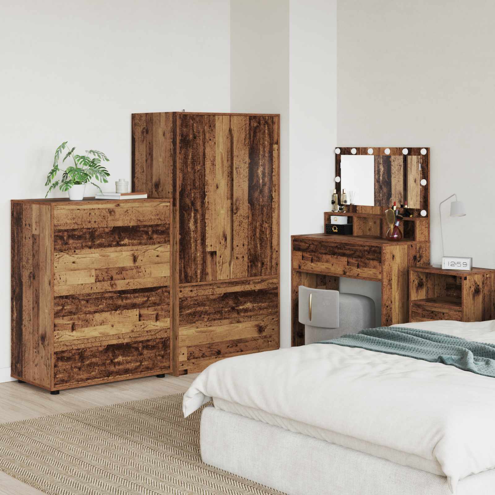 Stauraumschränke 80 x 48 x 105 cm Holzwerkstoff Altholz