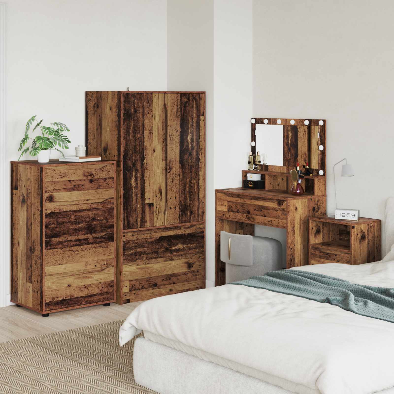 Stauraumschränke 60 x 48 x 105 cm Holzwerkstoff Altholz