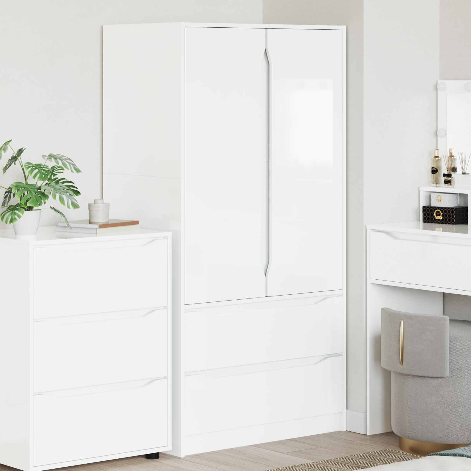 Kleiderschrank Hochglanz Weiß 79,5 x 49 x 156 cm Holzwerkstoff