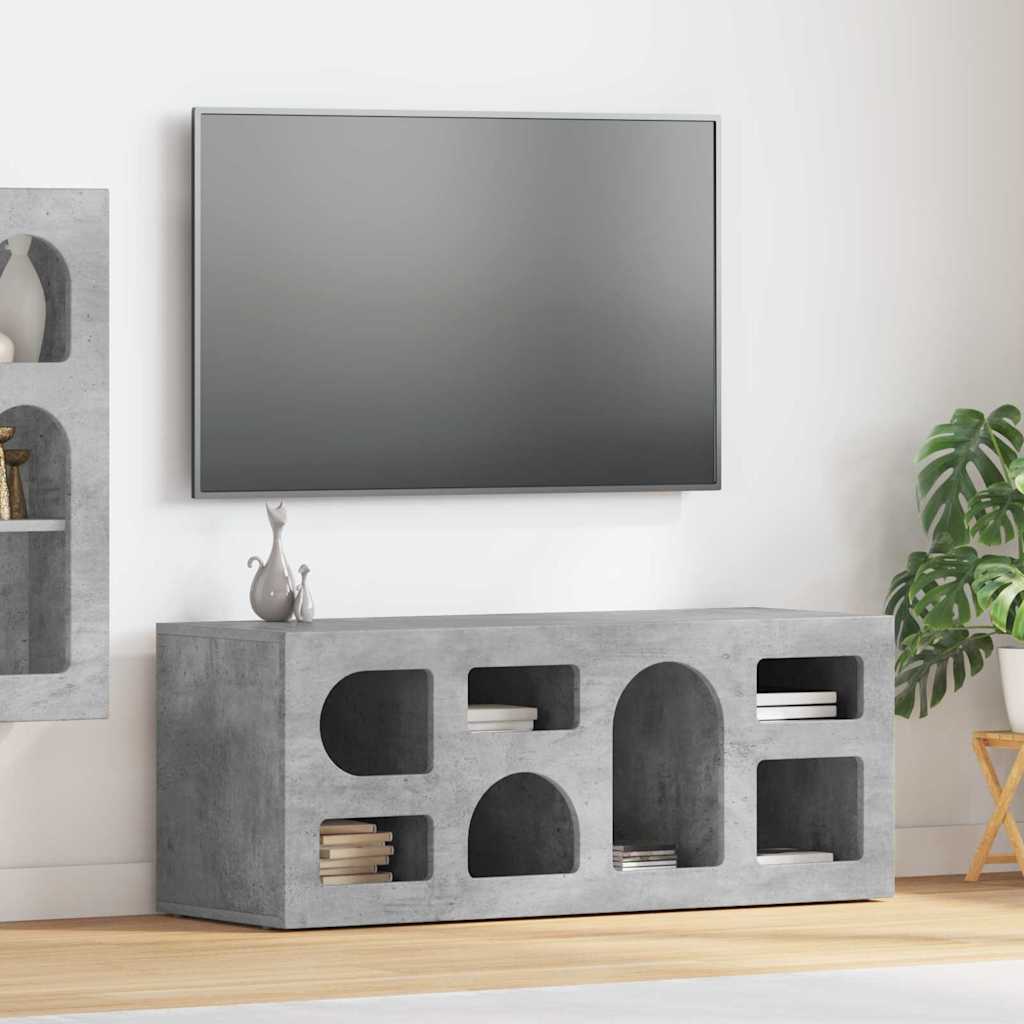 TV-Schränk ELST 100 x 35 x 40 cm Betongrau Holzwerkstoff