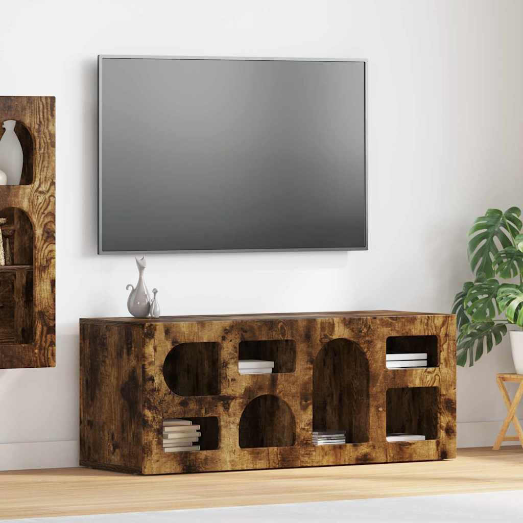 TV-Schränk ELST 100 x 35 x 40 cm Räuchereiche Holzwerkstoff