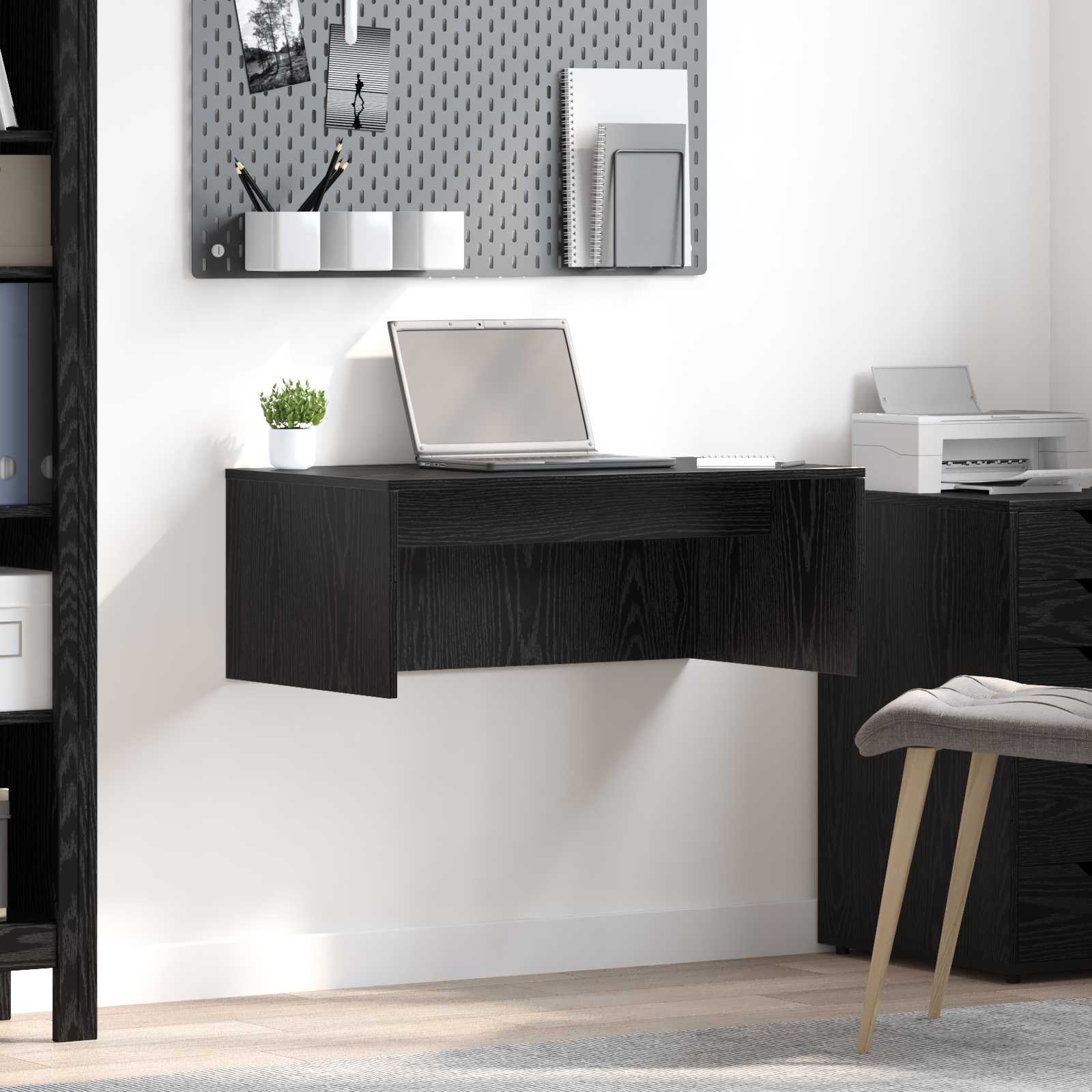 Wandtisch Schwarz Eichen-Optik Holzwerkstoff 80 x 45 x 30 cm