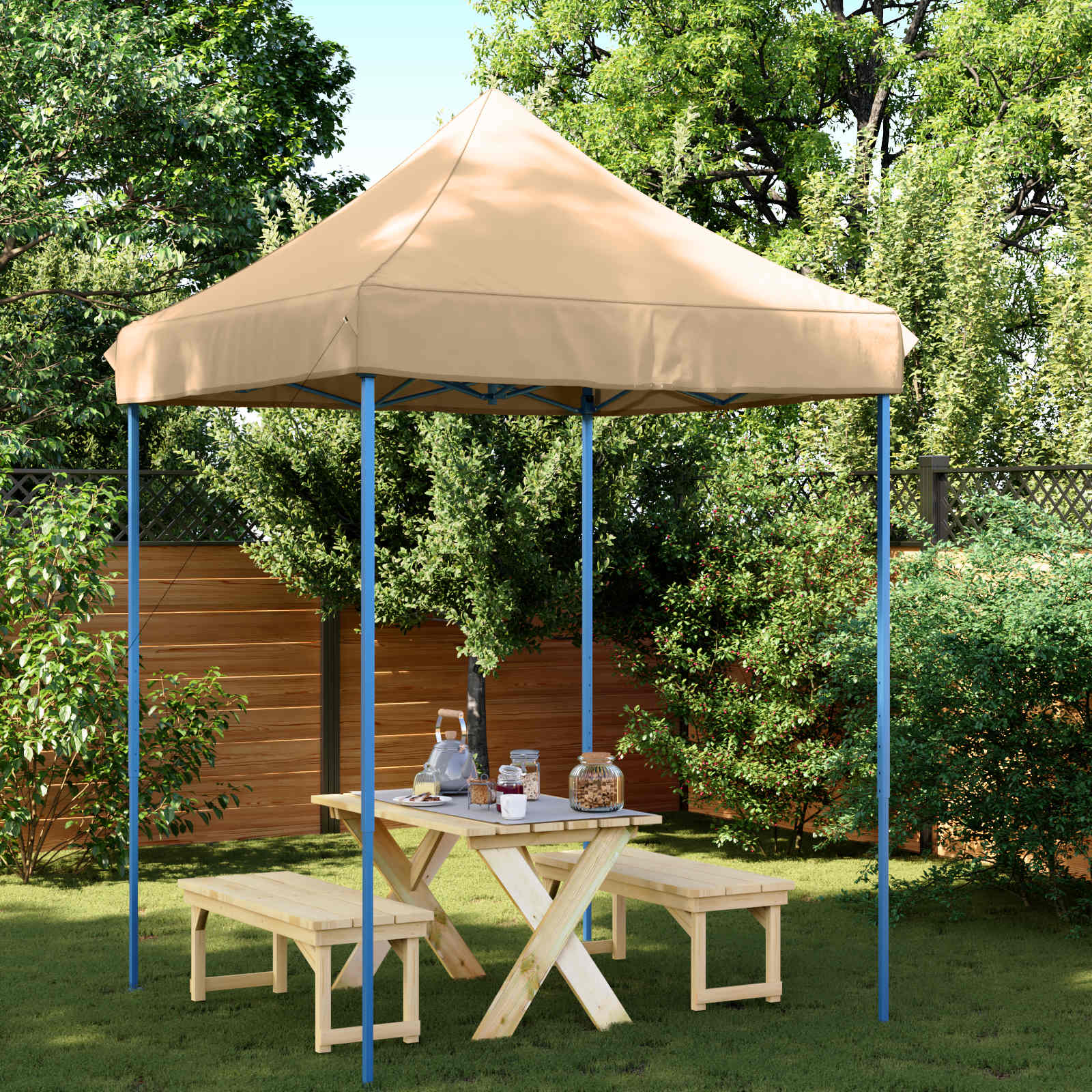 Partyzelt 200 x 200 x 306 cm Beige Oxford-Stoff