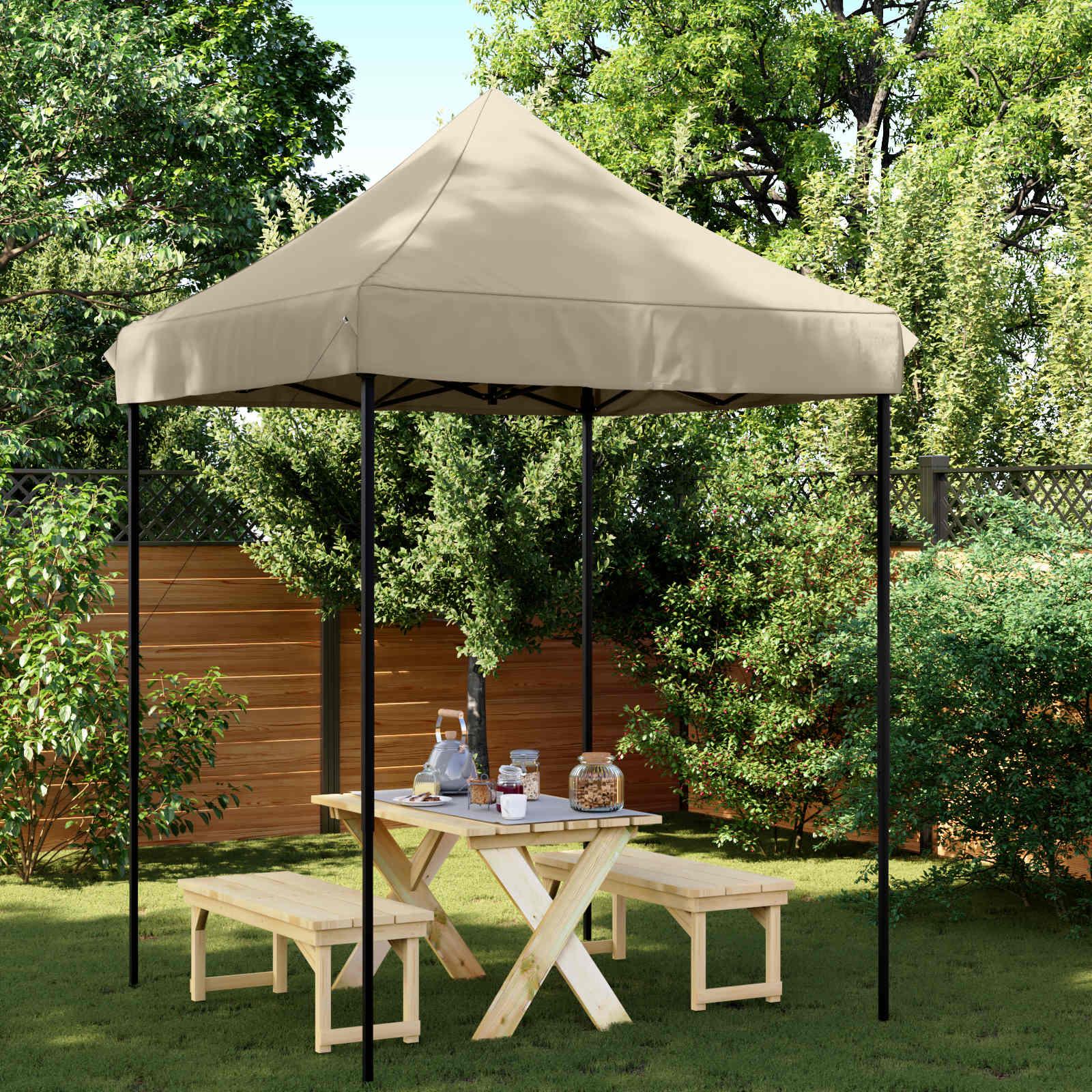 Partyzelt 200 x 200 x 306 cm Taupe Oxford-Stoff