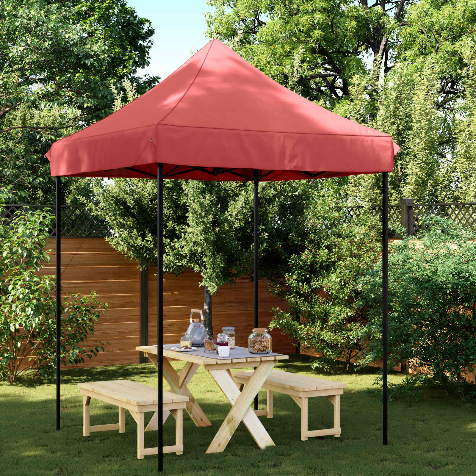 Partyzelt 200 x 200 x 306 cm Bordeauxrot Oxford-Stoff
