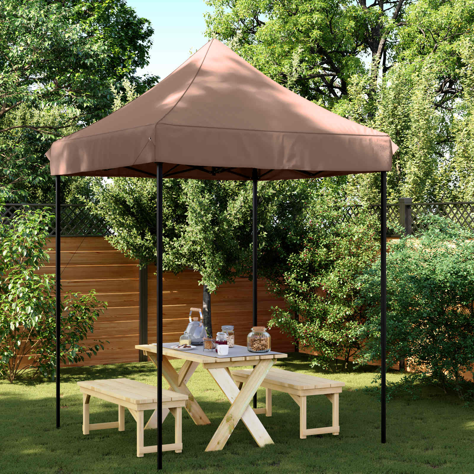 Partyzelt 200 x 200 x 306 cm Braun Oxford-Stoff