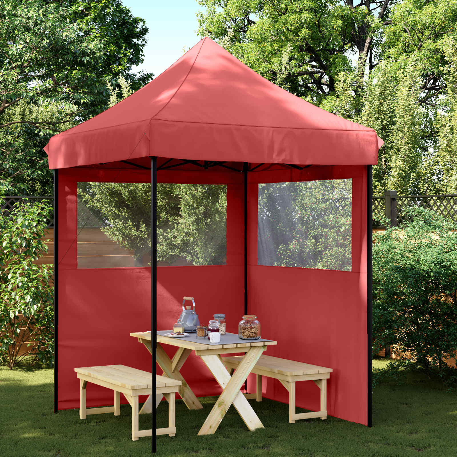 Partyzelt 200 x 200 x 306 cm Bordeauxrot Oxford-Stoff