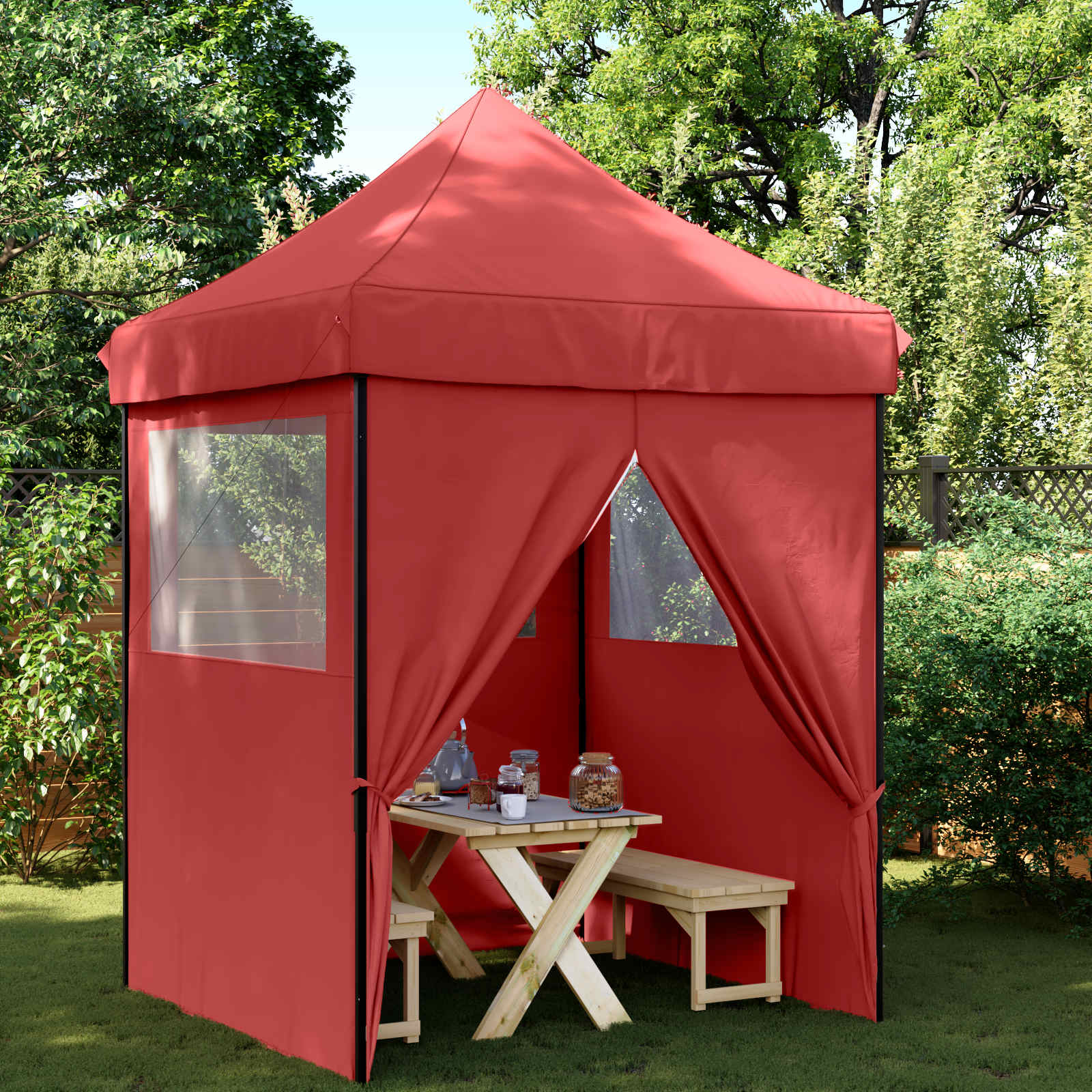 Partyzelt 200 x 200 x 306 cm Bordeauxrot Oxford-Stoff