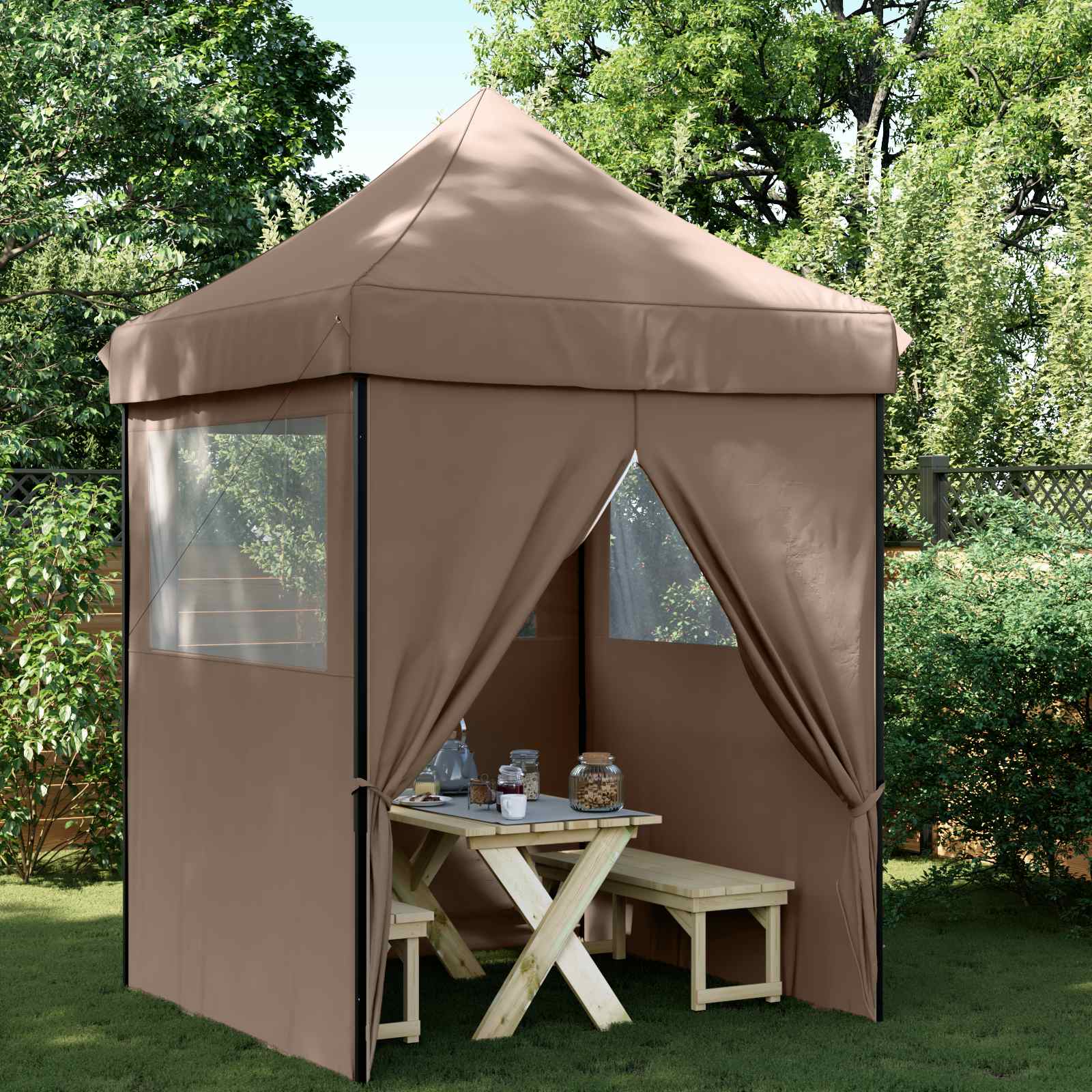 Partyzelt 200 x 200 x 306 cm Braun Oxford-Stoff