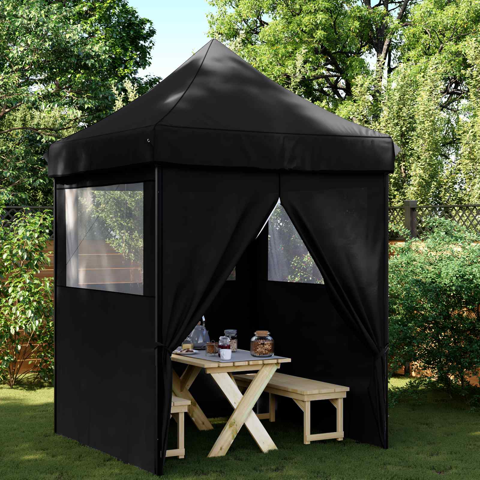 Partyzelt 200 x 200 x 306 cm Schwarz Oxford-Stoff