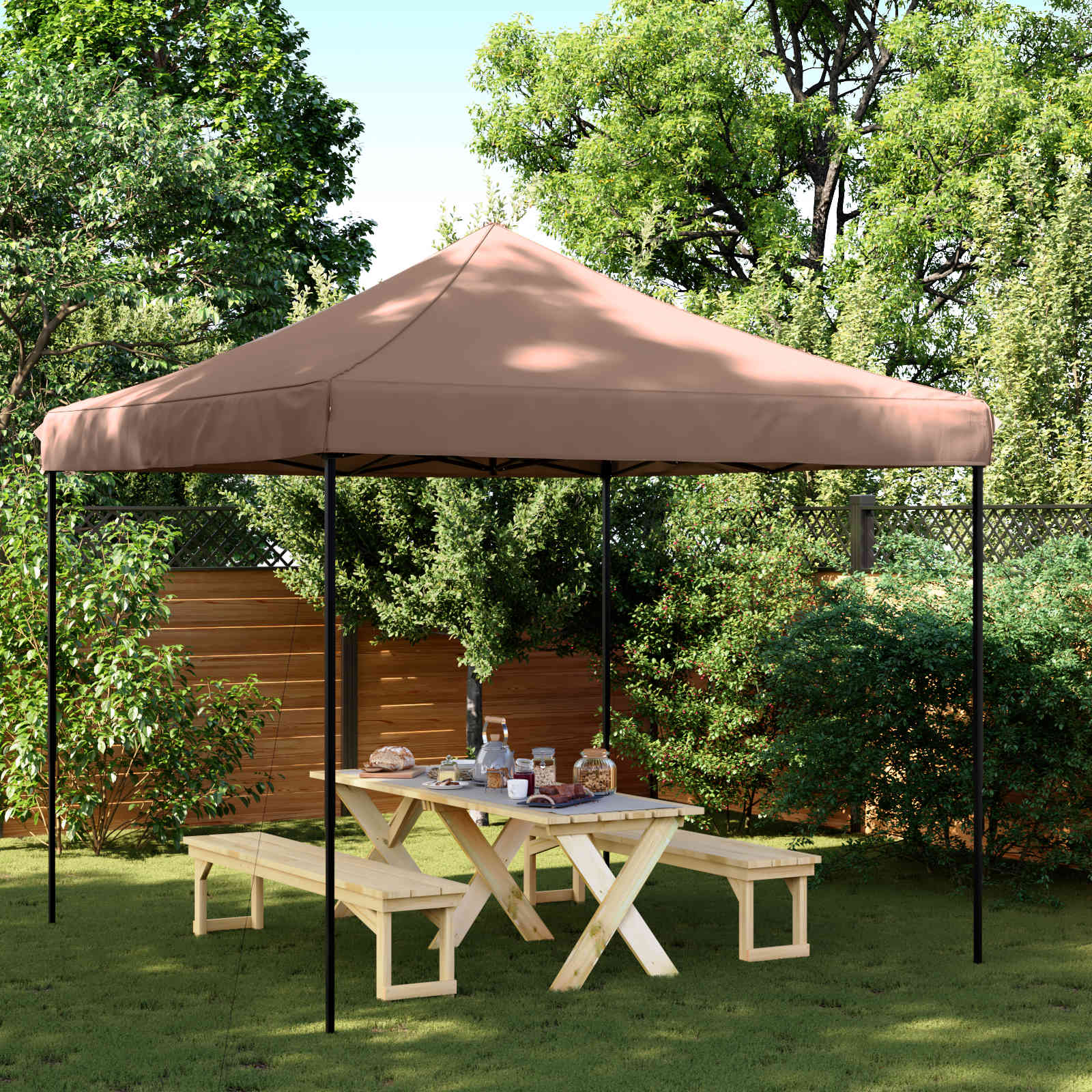 Party-Zelt 292 x 292 x 315 cm Braun Oxford-Stoff