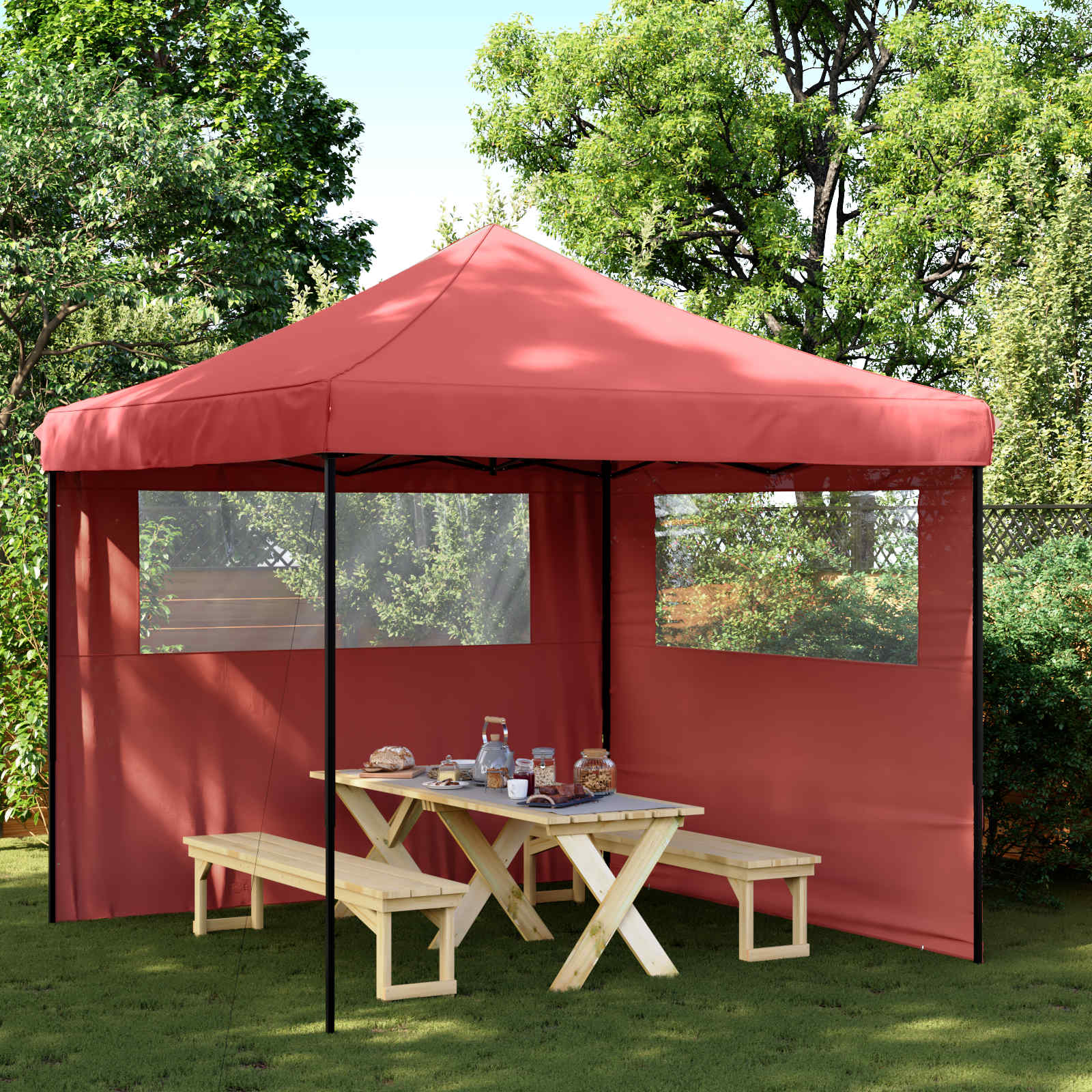 Party-Zelt 292 x 292 x 315 cm Bordeauxrot Oxford-Stoff
